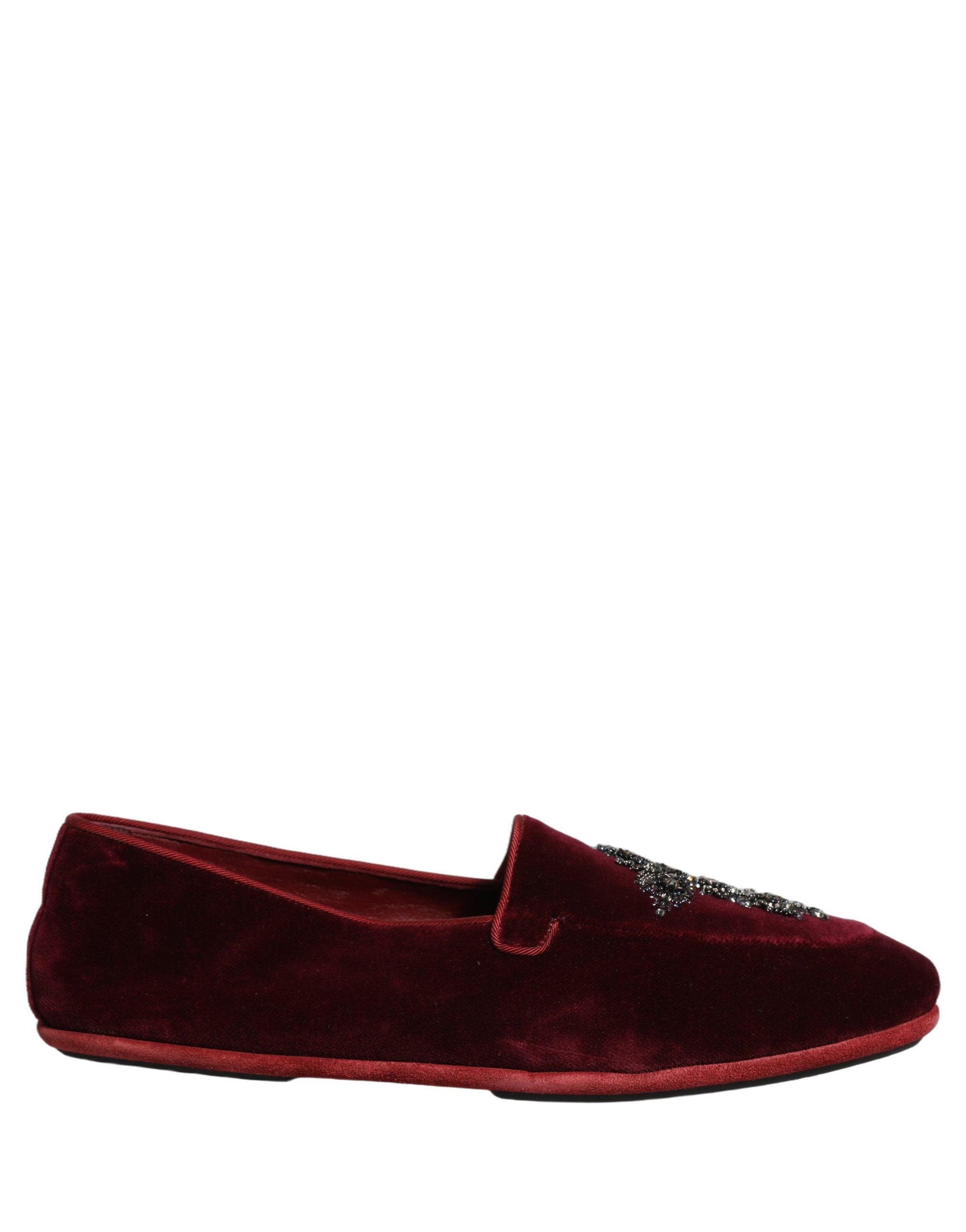 Dolce & Gabbana Red Suede Embellished Men Dress Loafers Men's Shoes
