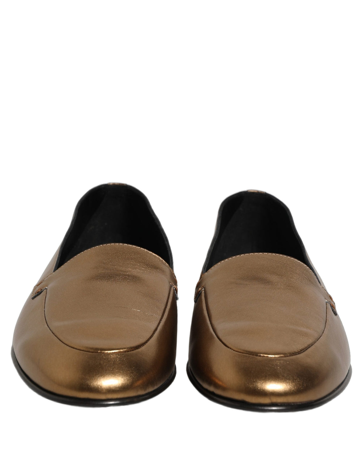 Dolce & Gabbana Gold Leather DG Logo Slip On Men Loafers Men's Shoes