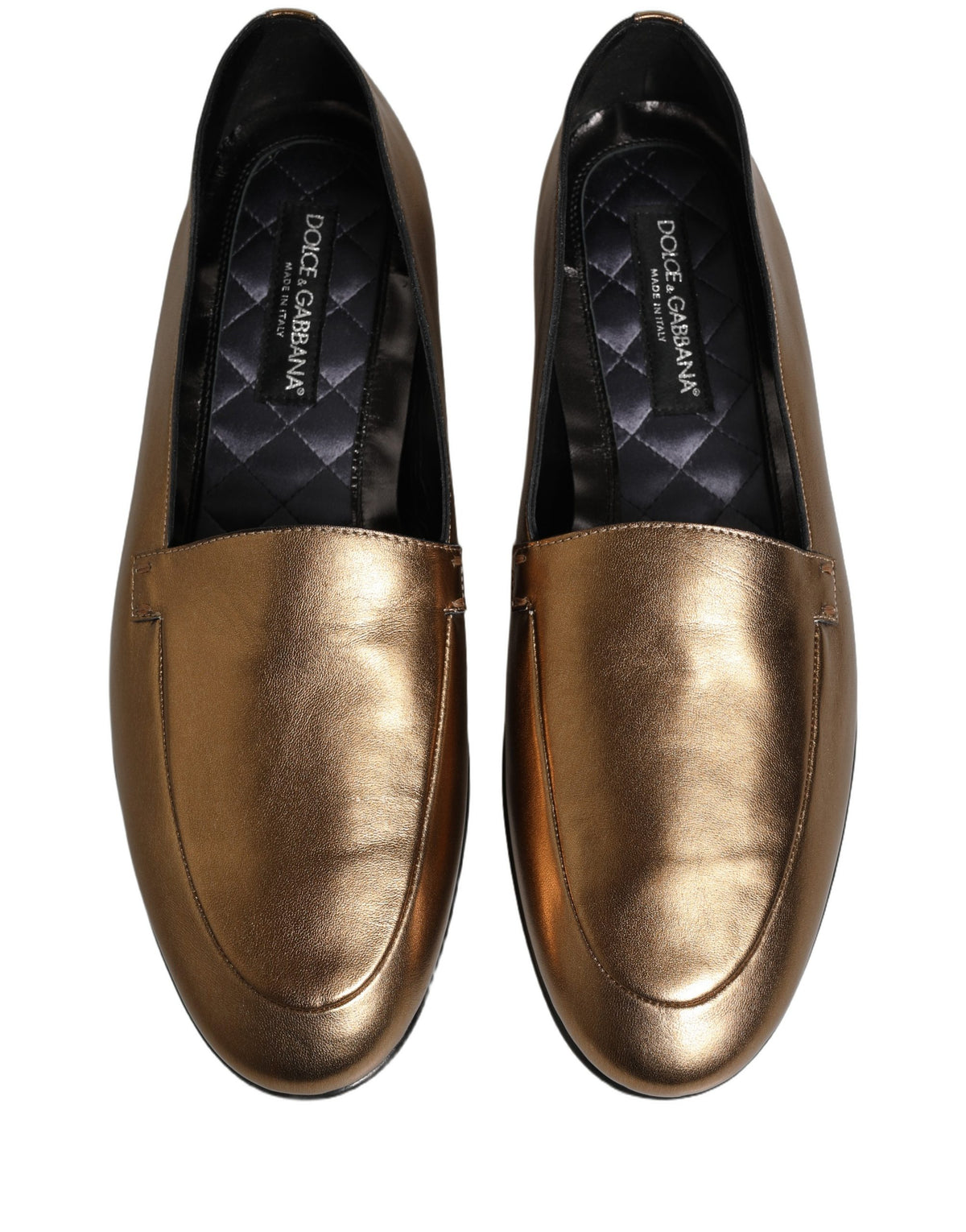 Dolce & Gabbana Gold Leather DG Logo Slip On Men Loafers Men's Shoes