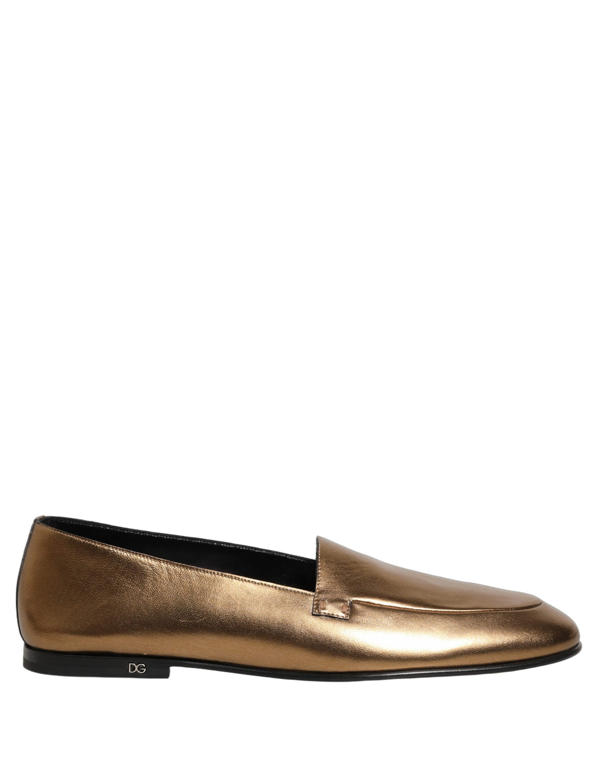 Dolce & Gabbana Gold Leather DG Logo Slip On Men Loafers Men's Shoes