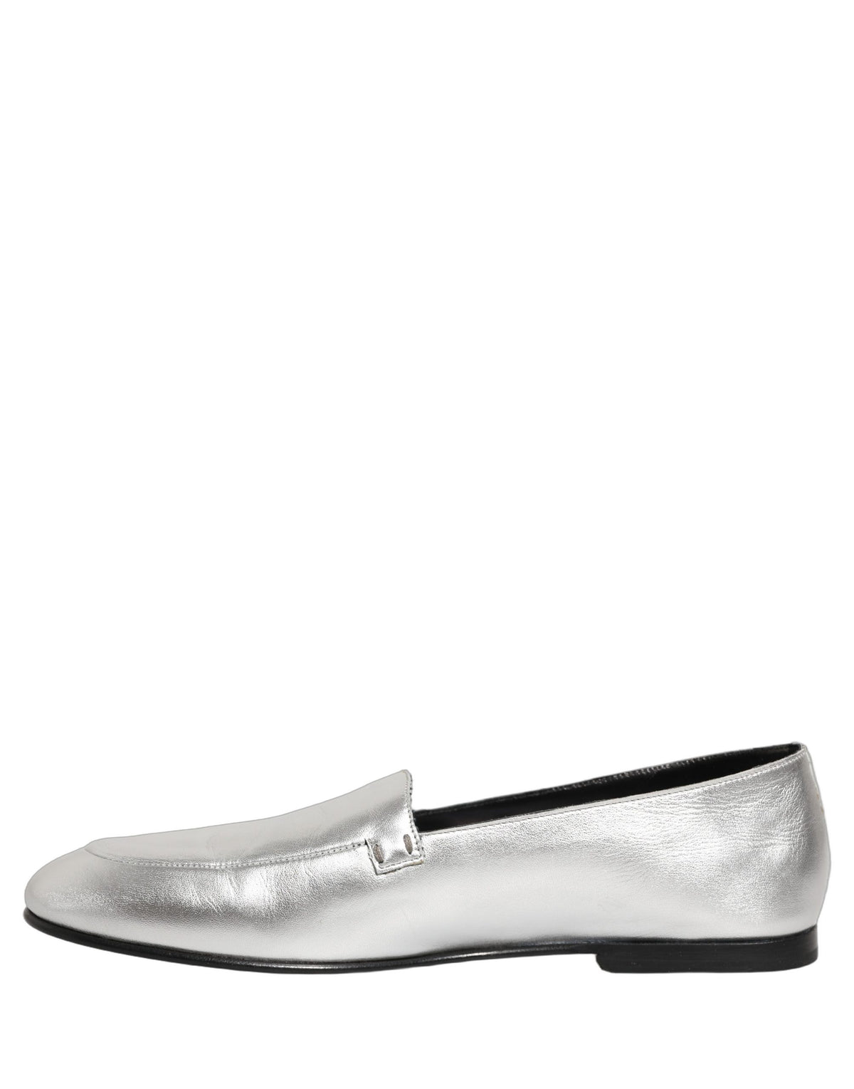 Dolce & Gabbana Silver Leather DG Logo Slip On Loafers Men's Shoes