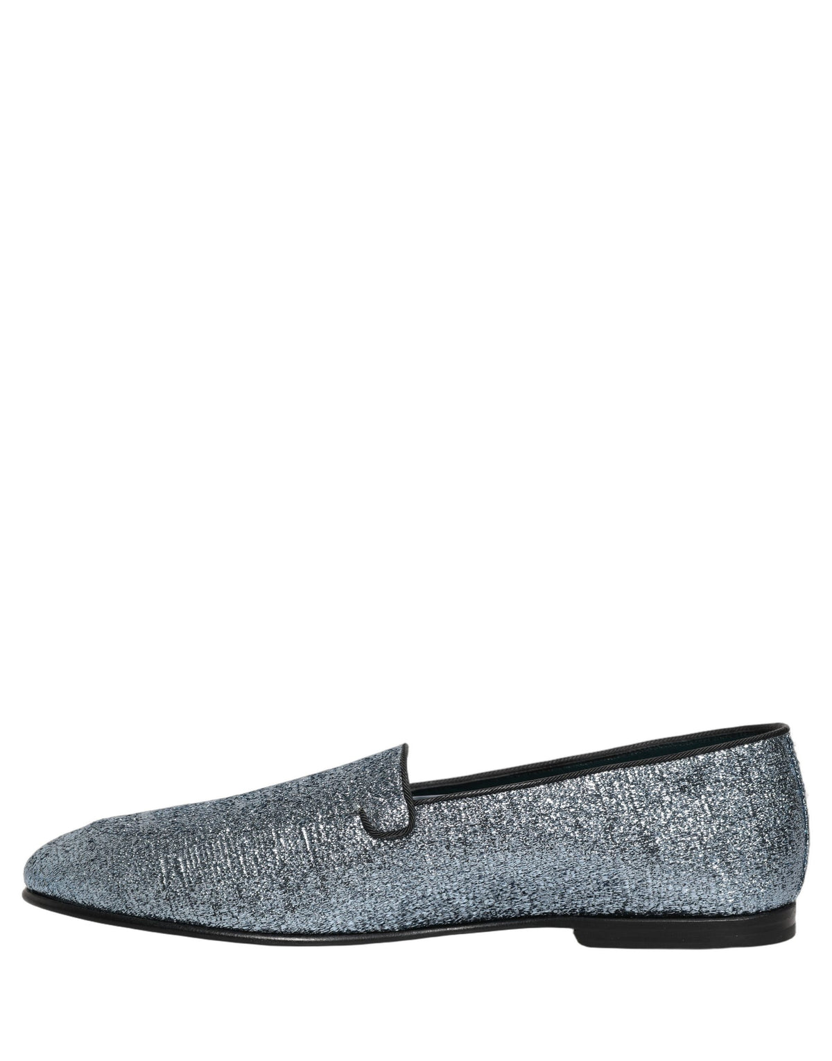Dolce & Gabbana Blue Glitter Lurex DG Logo Dress Loafers Men's Shoes