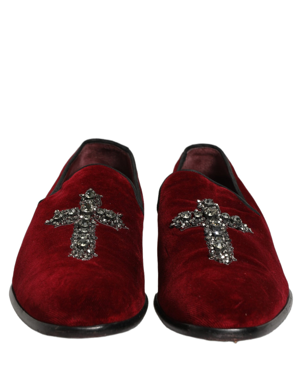 Dolce & Gabbana Maroon Suede Cross Slip On Dress Loafers Men's Shoes