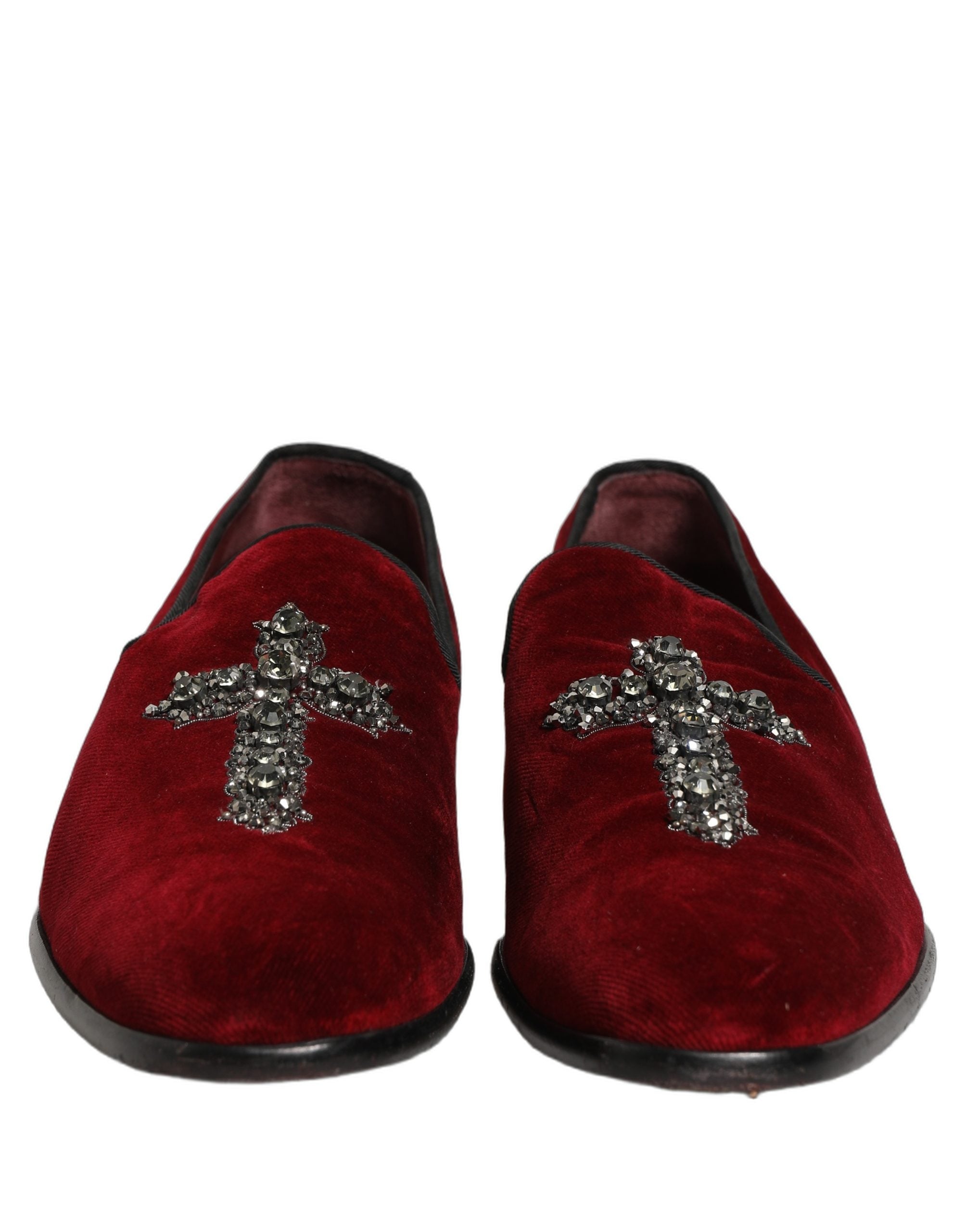 Dolce & Gabbana Maroon Suede Cross Slip On Dress Loafers Men's Shoes