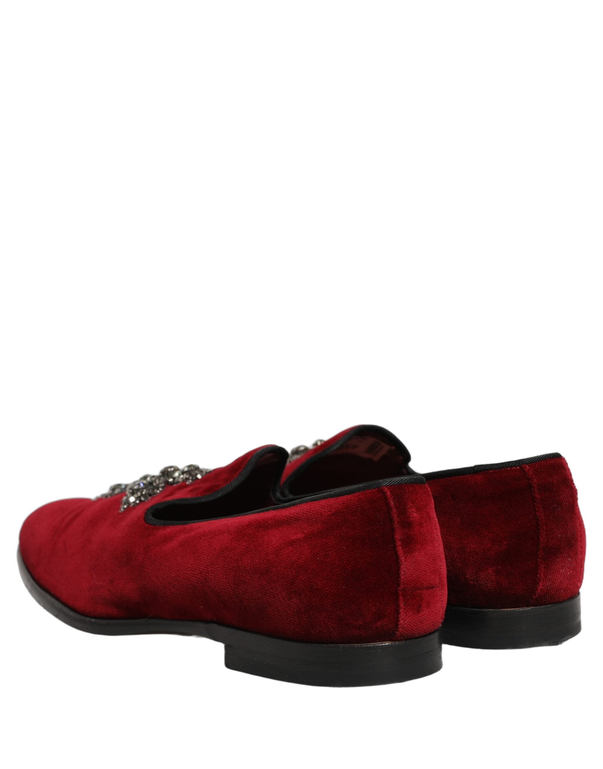 Dolce & Gabbana Maroon Suede Cross Slip On Dress Loafers Men's Shoes