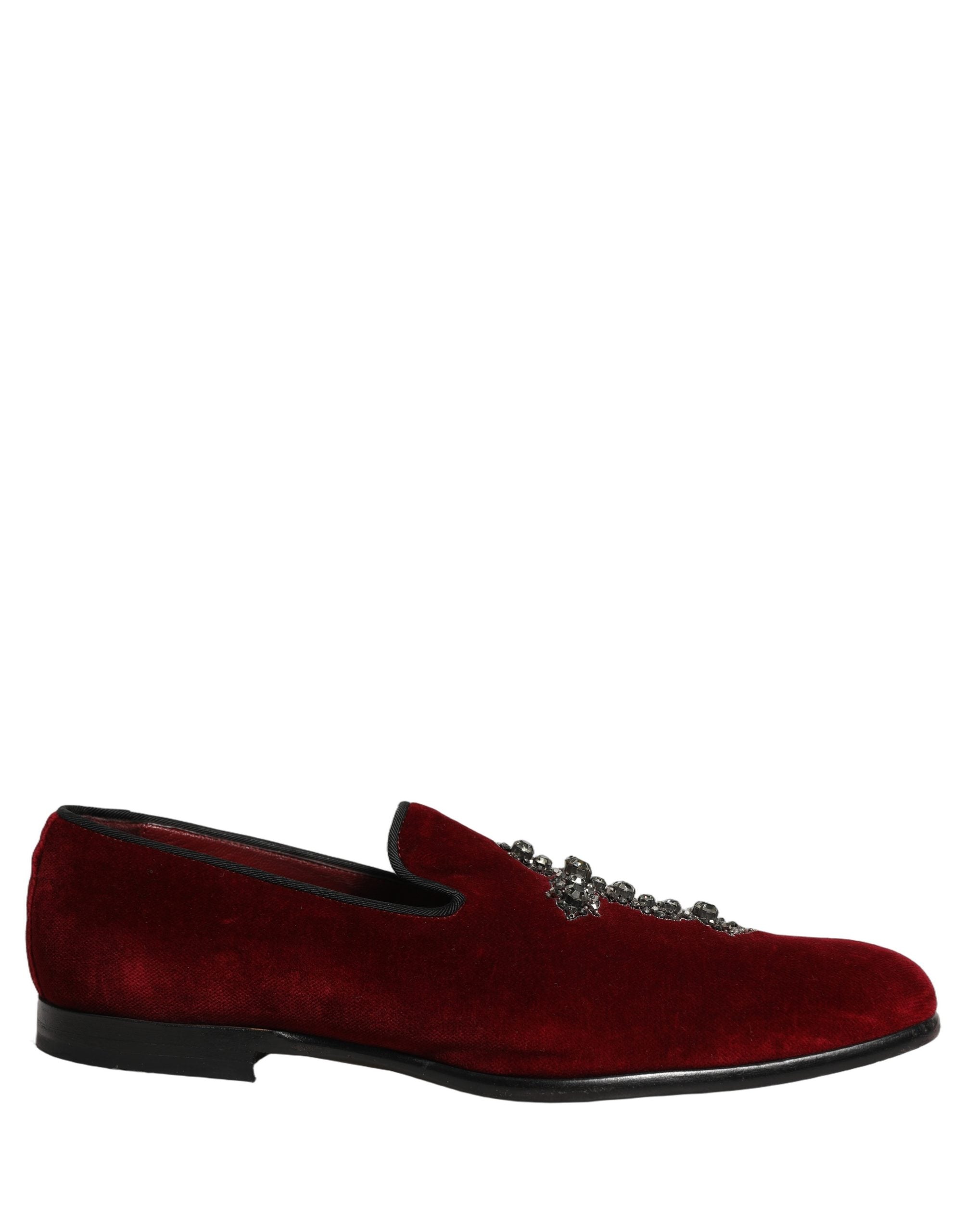 Dolce & Gabbana Maroon Suede Cross Slip On Dress Loafers Men's Shoes