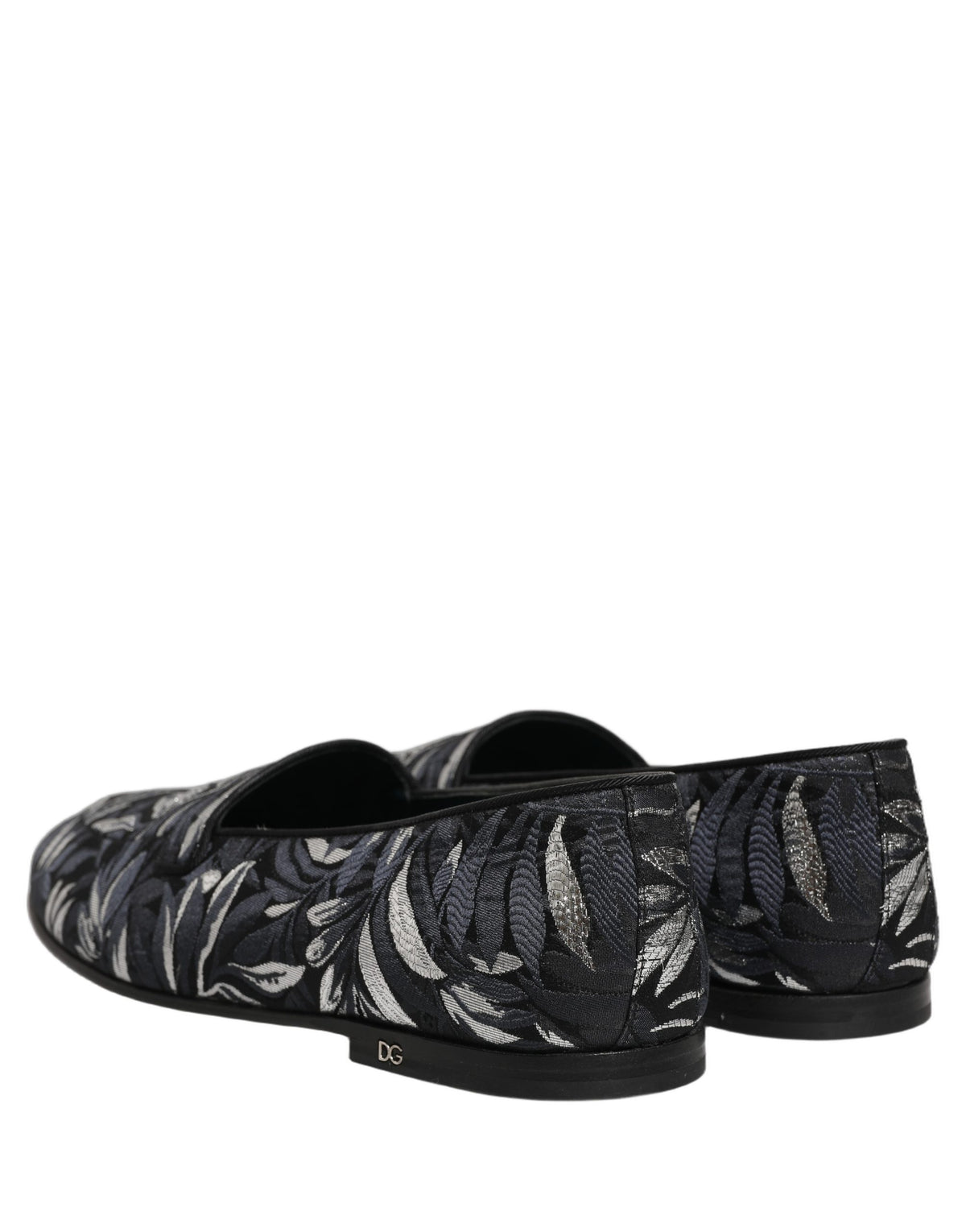 Dolce & Gabbana Black Leaf Embroidery Dress Men Loafers Men's Shoes