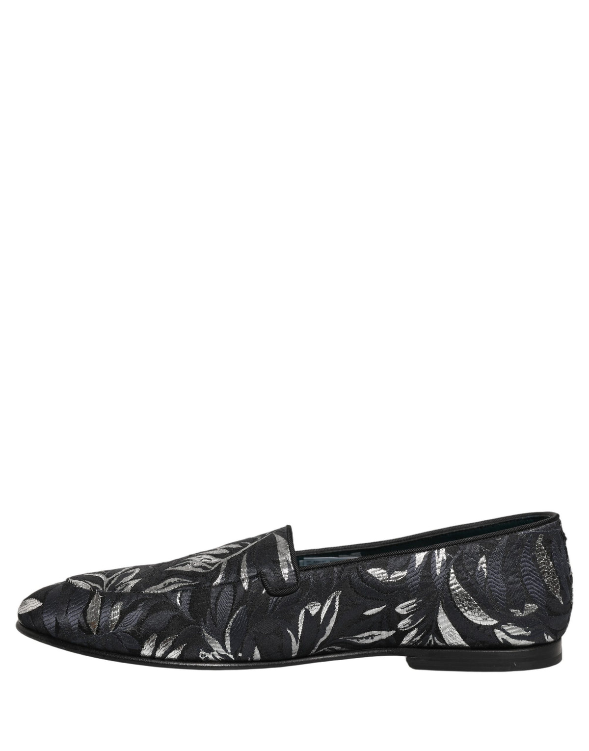 Dolce & Gabbana Black Leaf Embroidery Dress Men Loafers Men's Shoes