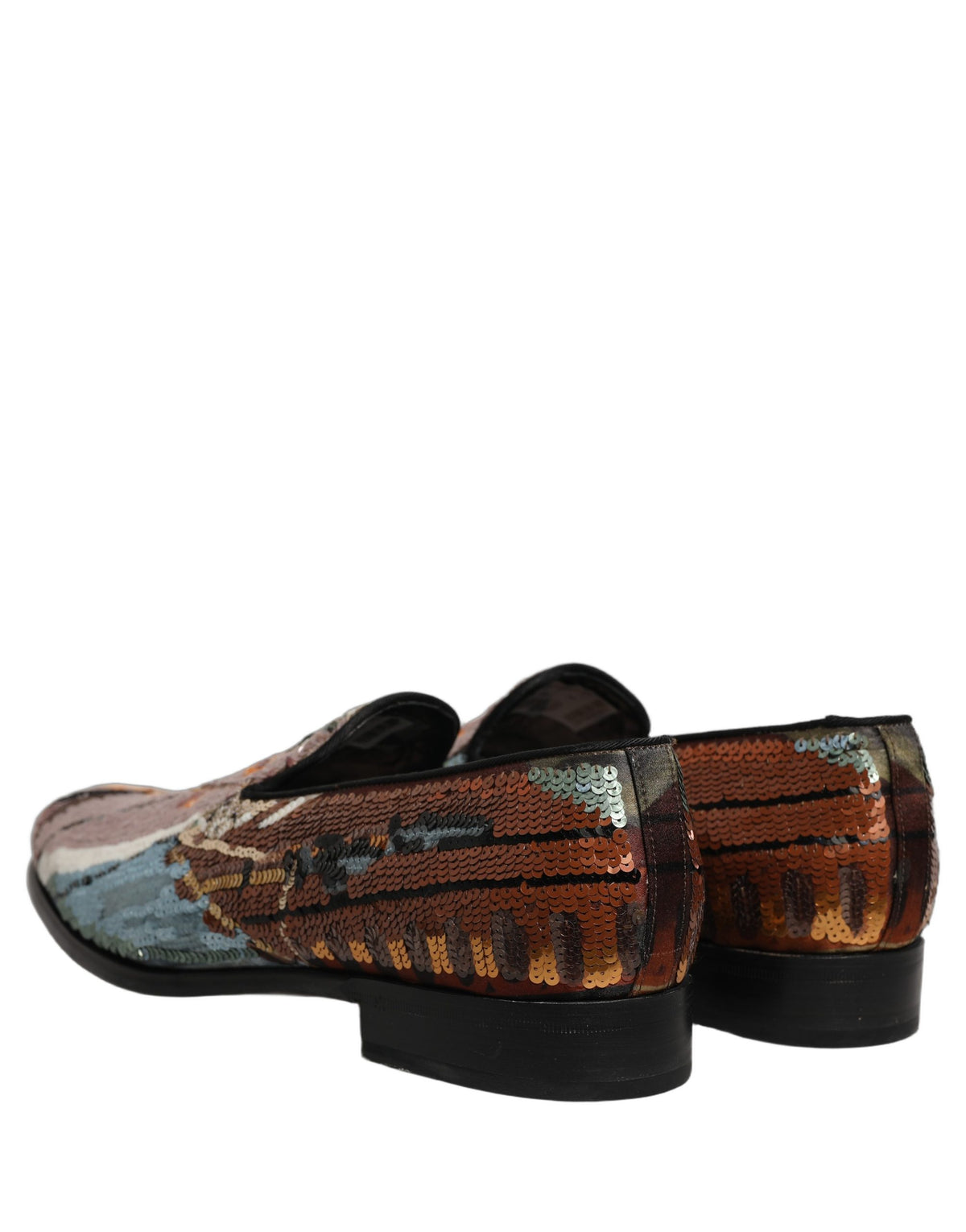Dolce & Gabbana Multicolor Embroidered Sequin Loafers Men's Shoes