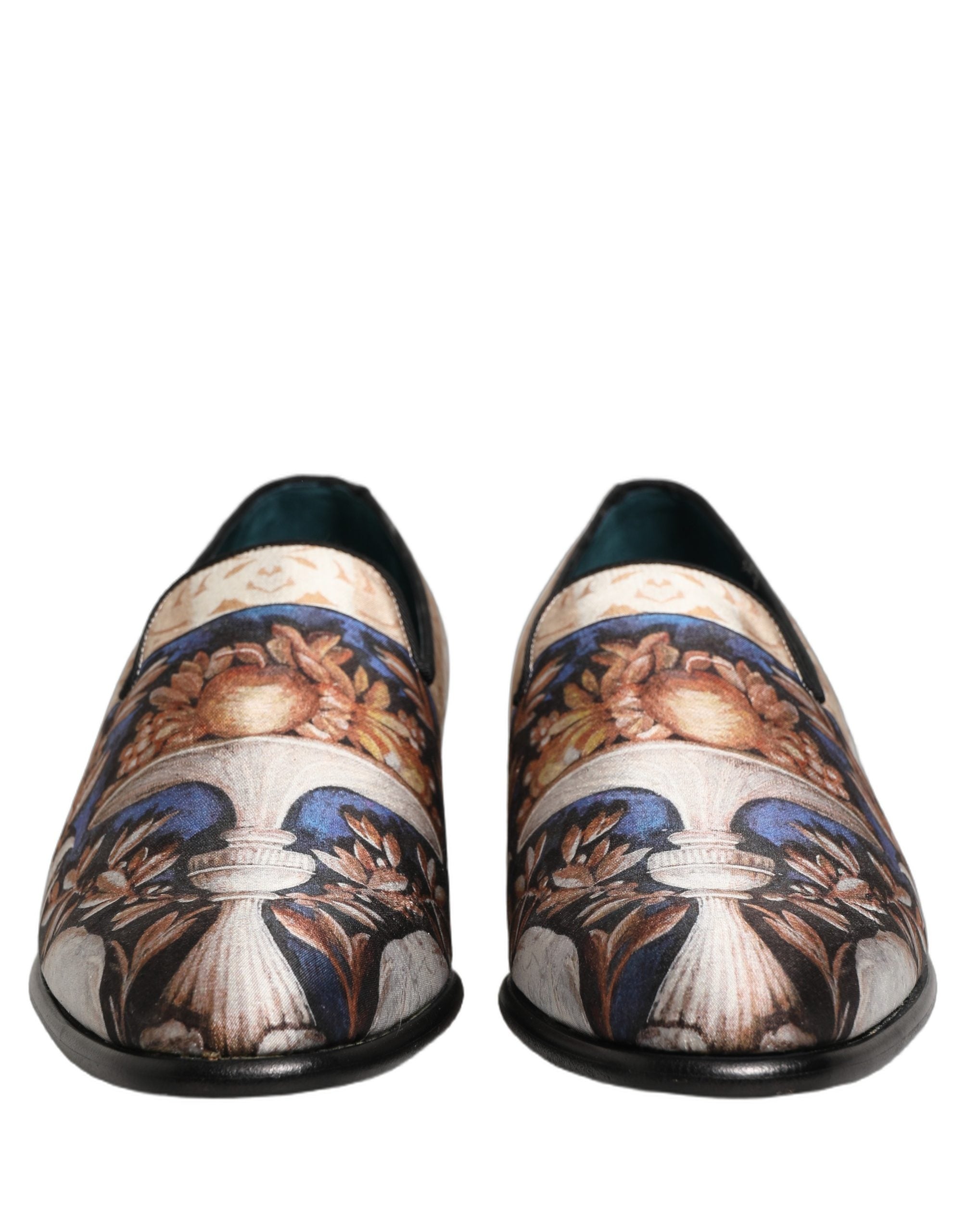 Dolce & Gabbana Multicolor Fruit Print Velvet Loafers Men's Shoes