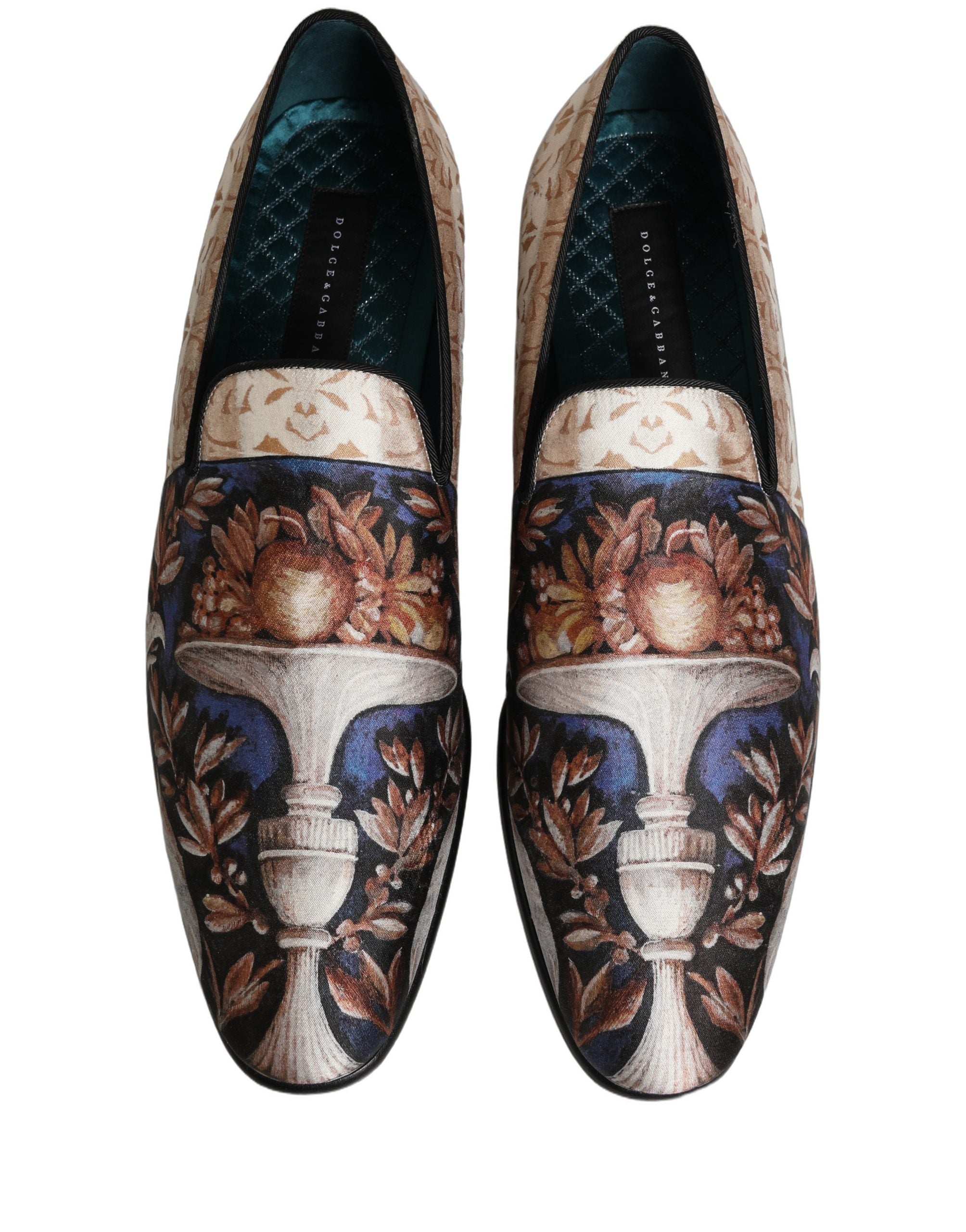 Dolce & Gabbana Multicolor Fruit Print Velvet Loafers Men's Shoes