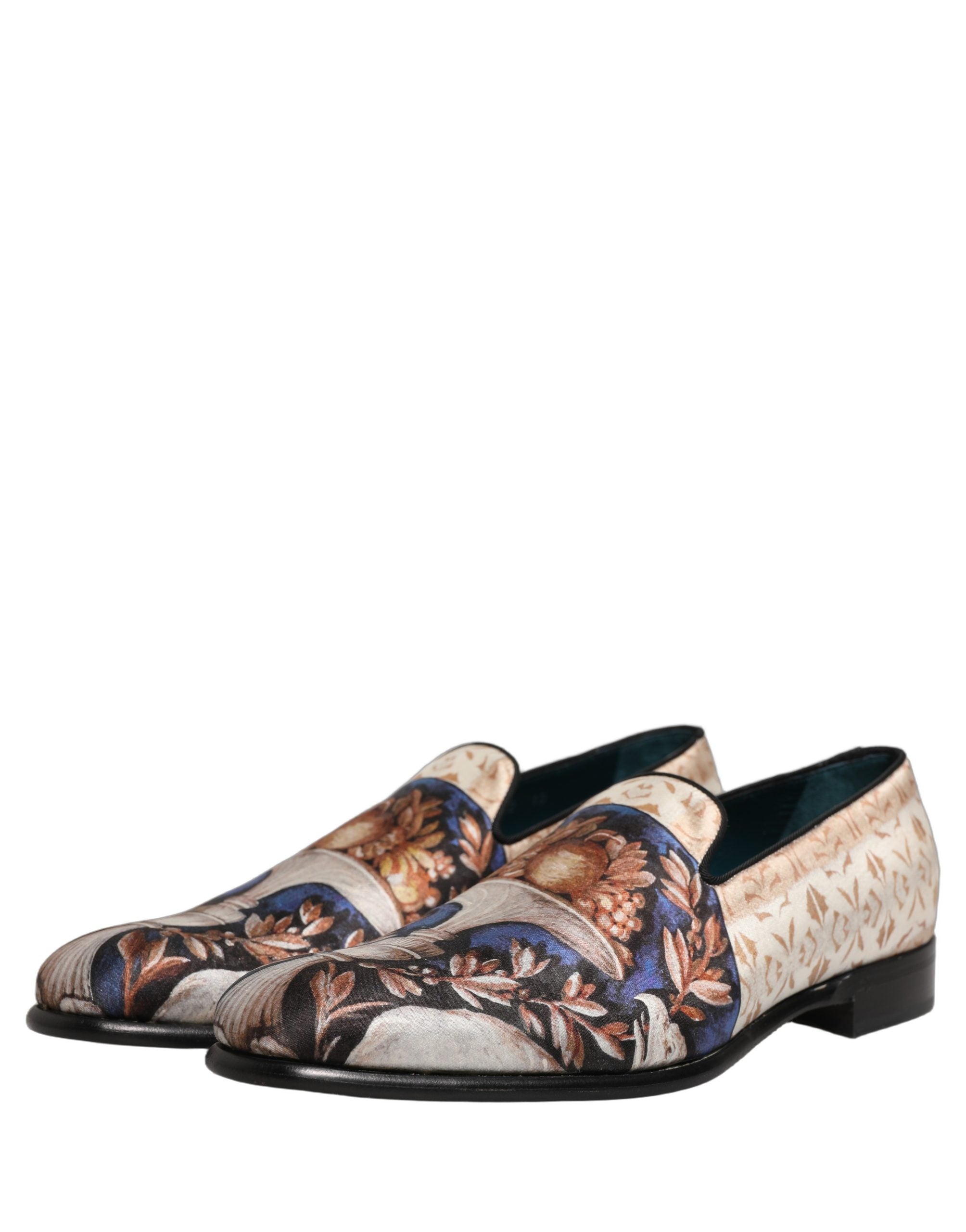 Dolce & Gabbana Multicolor Fruit Print Velvet Loafers Men's Shoes