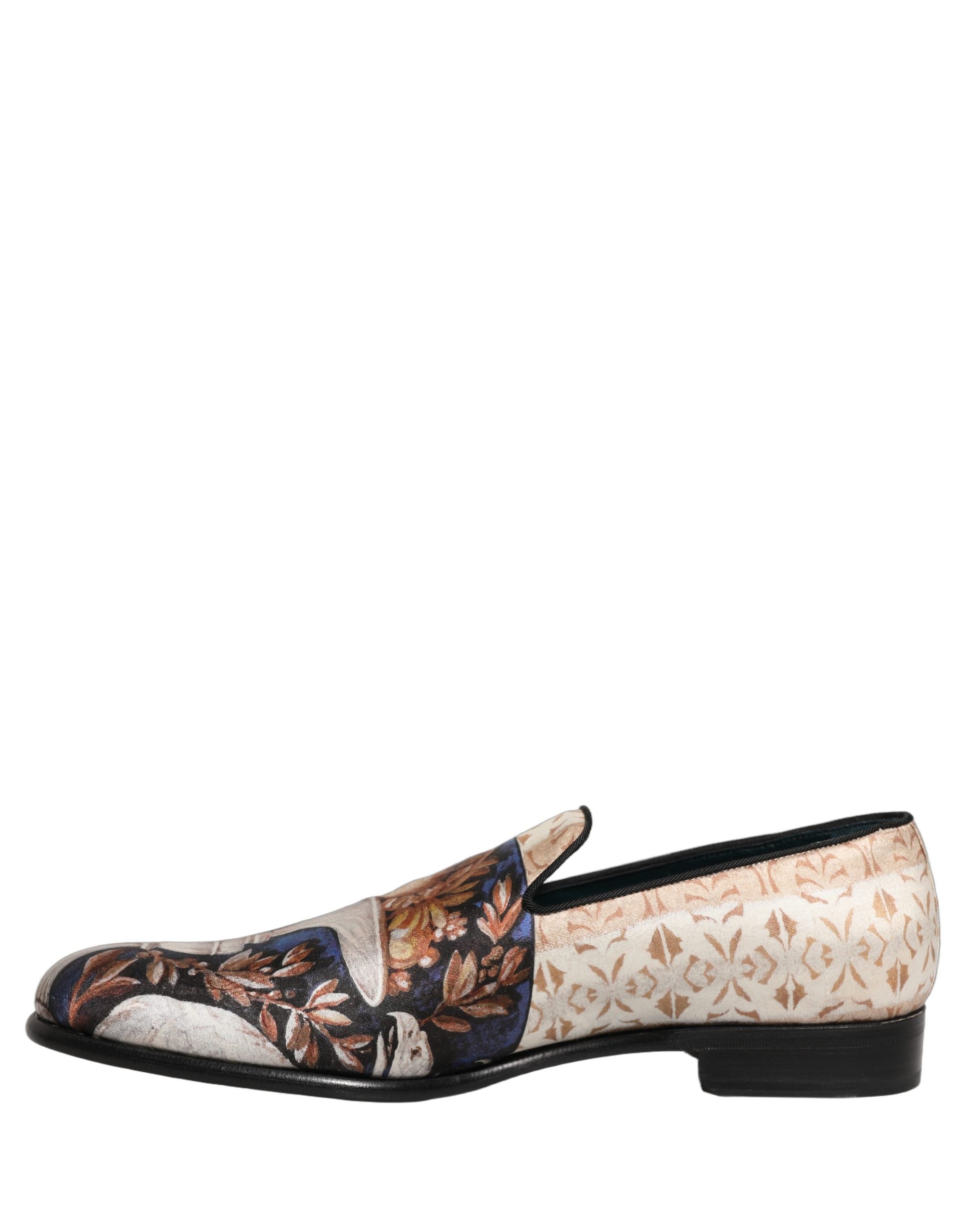 Dolce & Gabbana Multicolor Fruit Print Velvet Loafers Men's Shoes