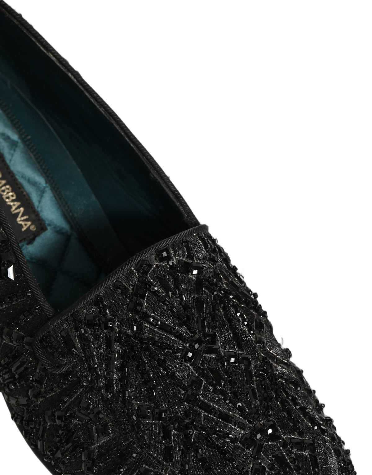 Dolce & Gabbana Black Velvet Embroidered Dress Loafers Men's Shoes