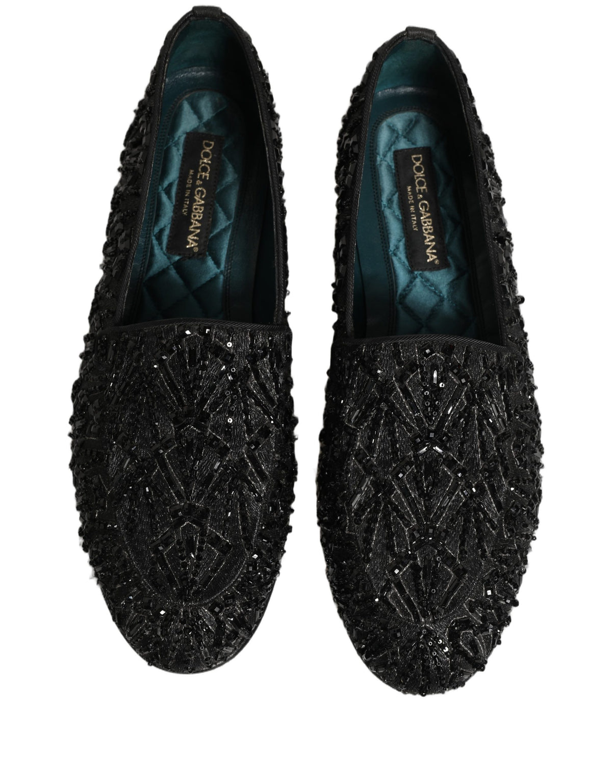 Dolce & Gabbana Black Velvet Embroidered Dress Loafers Men's Shoes