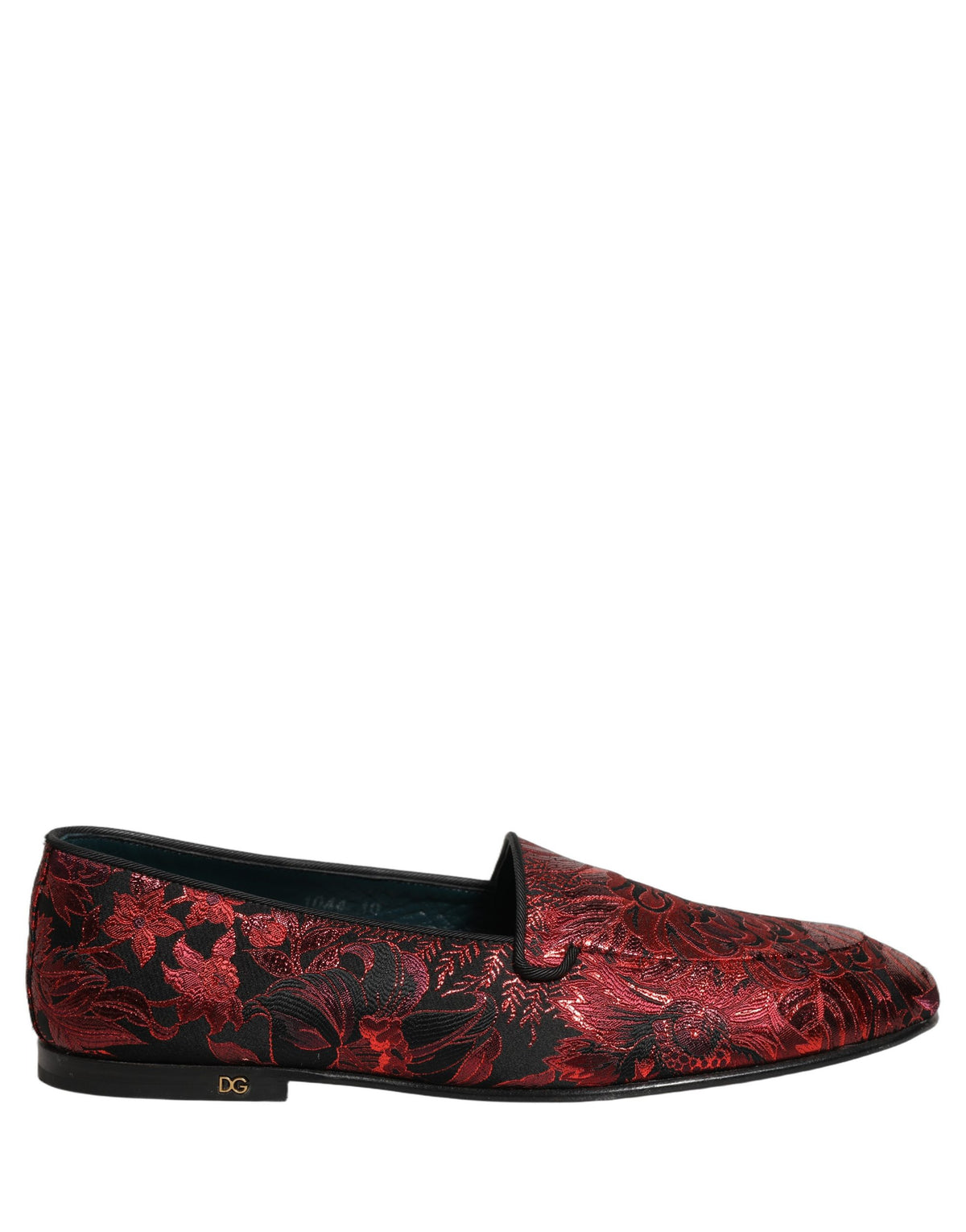 Dolce & Gabbana Red Floral Jacquard Slip On Loafers Men's Shoes