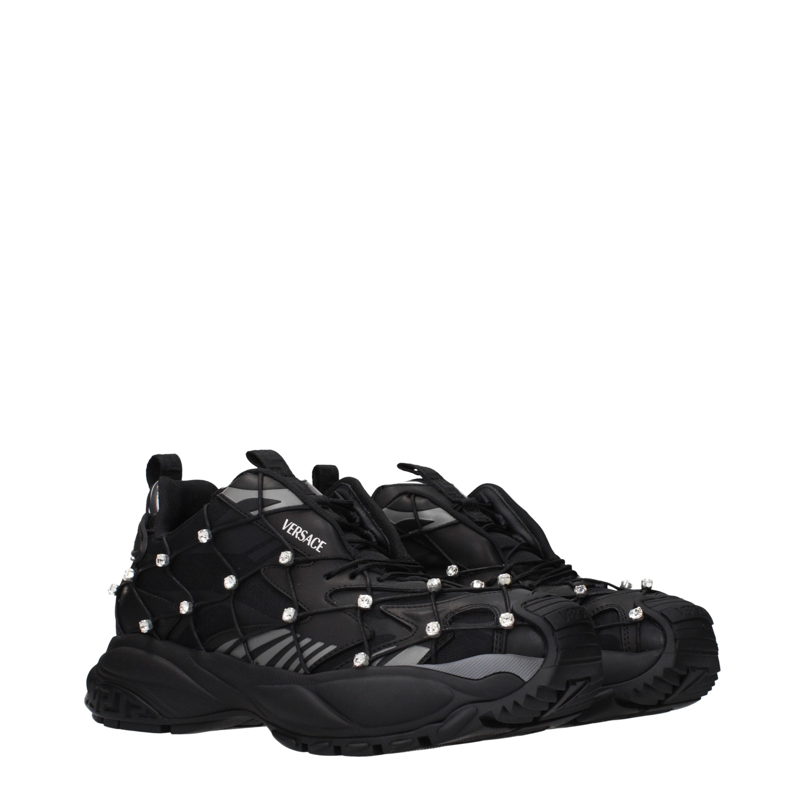Versace Black Fabric Men's Sneakers