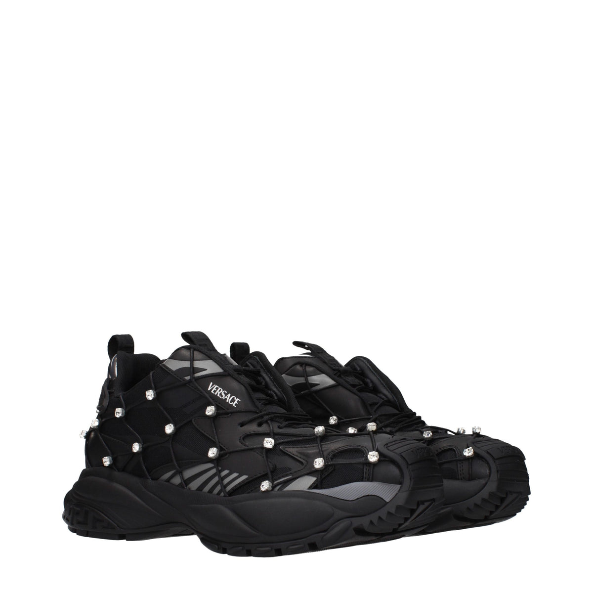 Versace Black Fabric Men's Sneakers