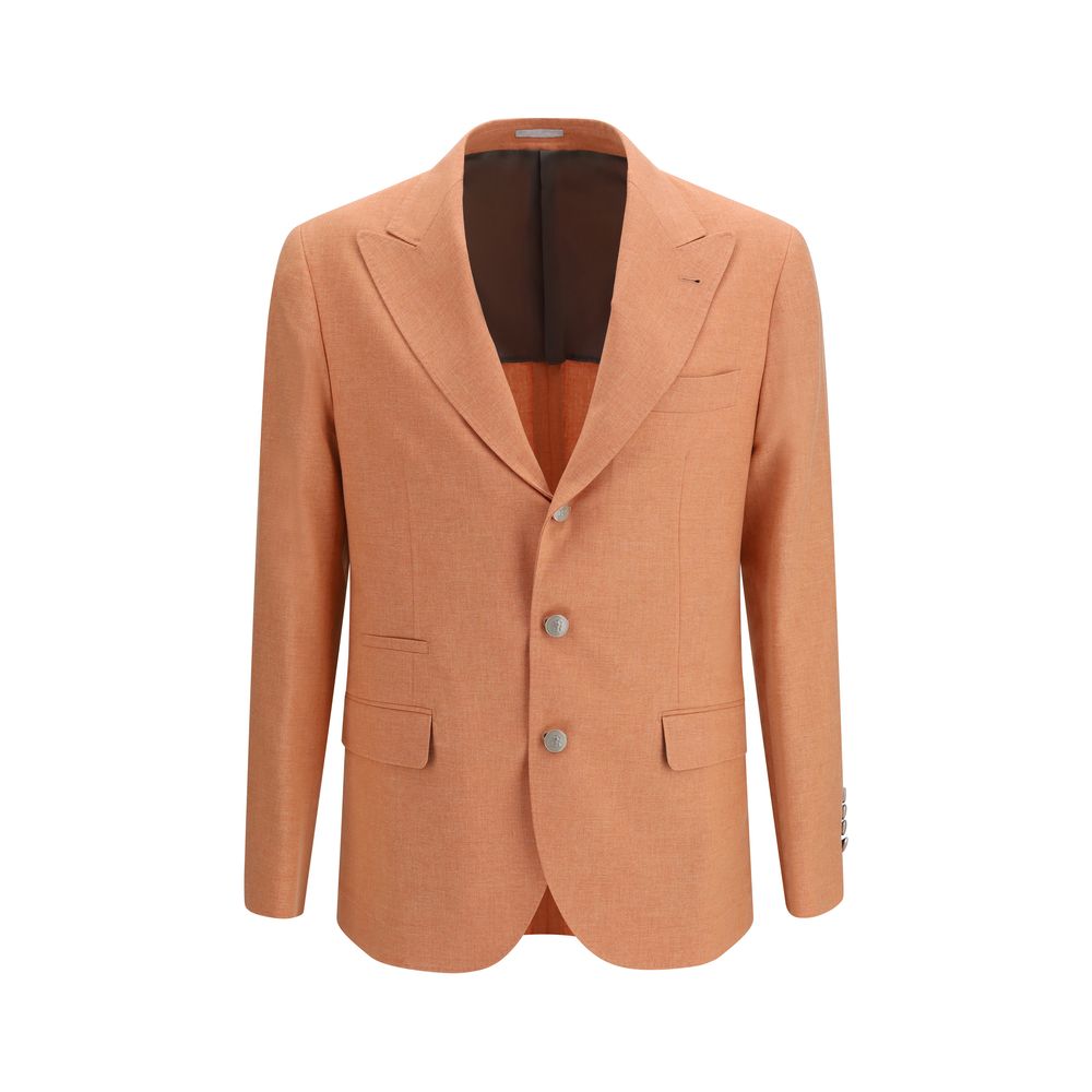 Brunello Cucinelli Orange Wool Oves Aries Men's Blazer