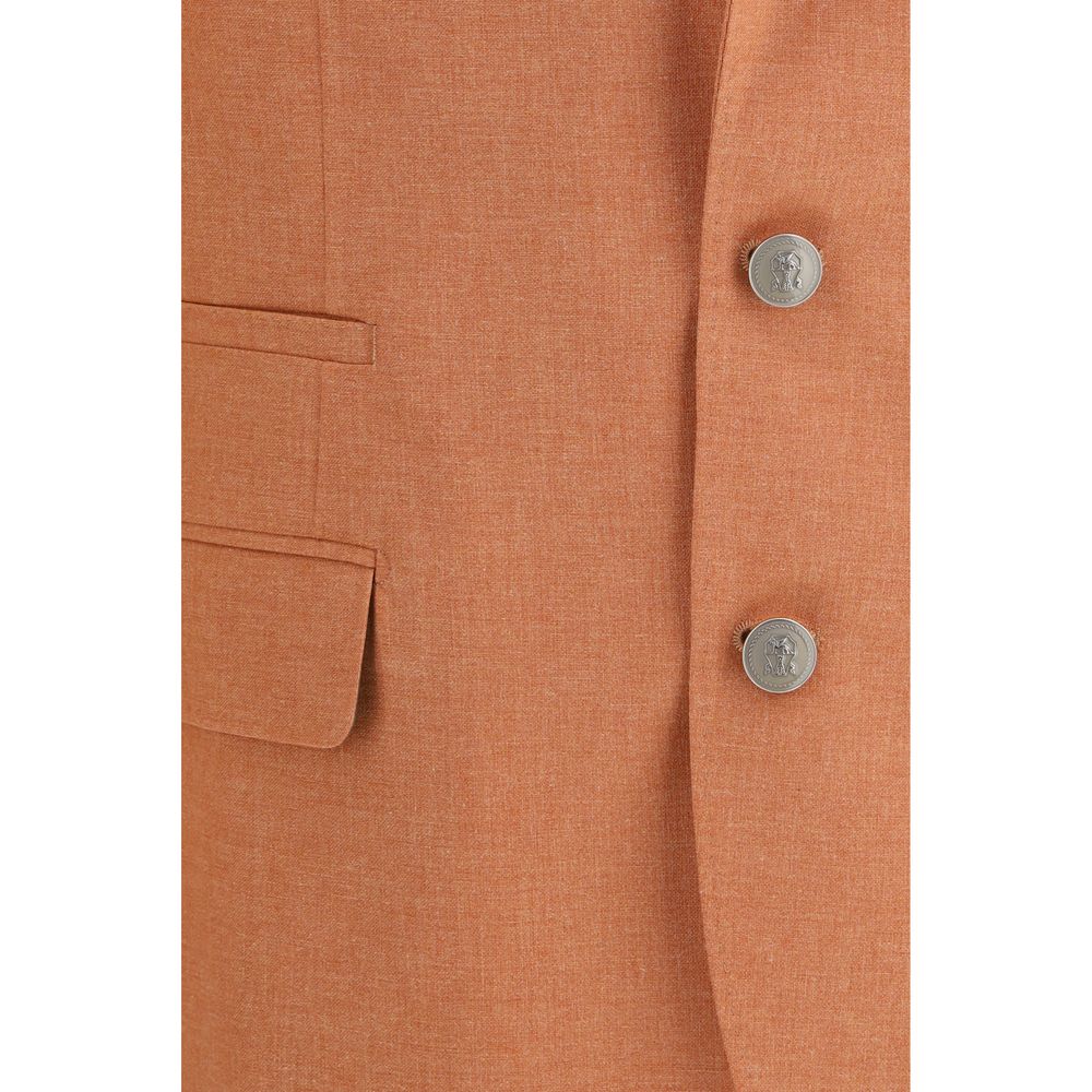 Brunello Cucinelli Orange Wool Oves Aries Men's Blazer