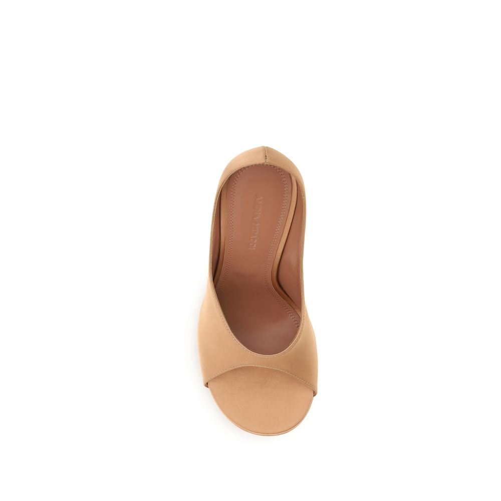 Amina Muaddi Beige Silk Platform Women's Pumps