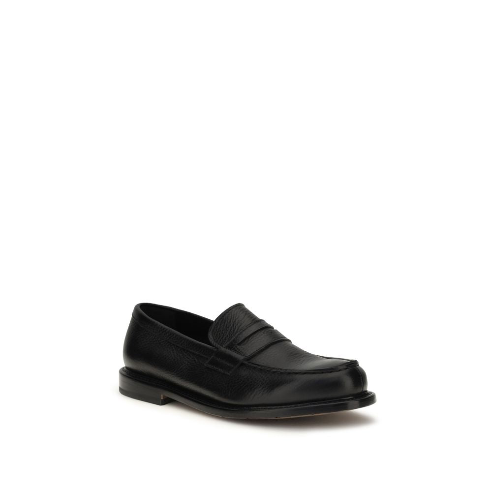 Premiata Black Calf Leather Bos Taurus Slip-On Men's Loafers