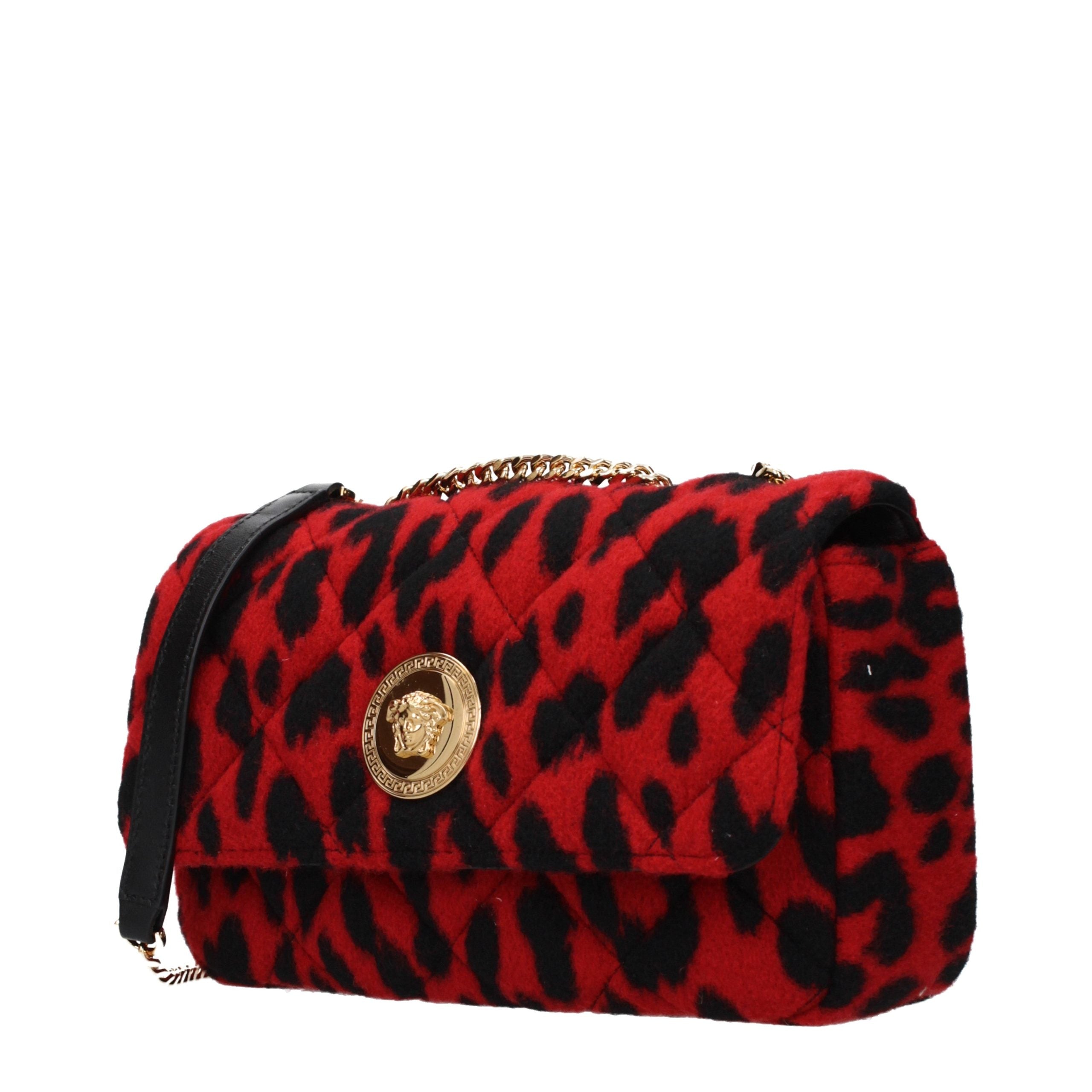 Versace Red Wool Shoulder Women's Bag