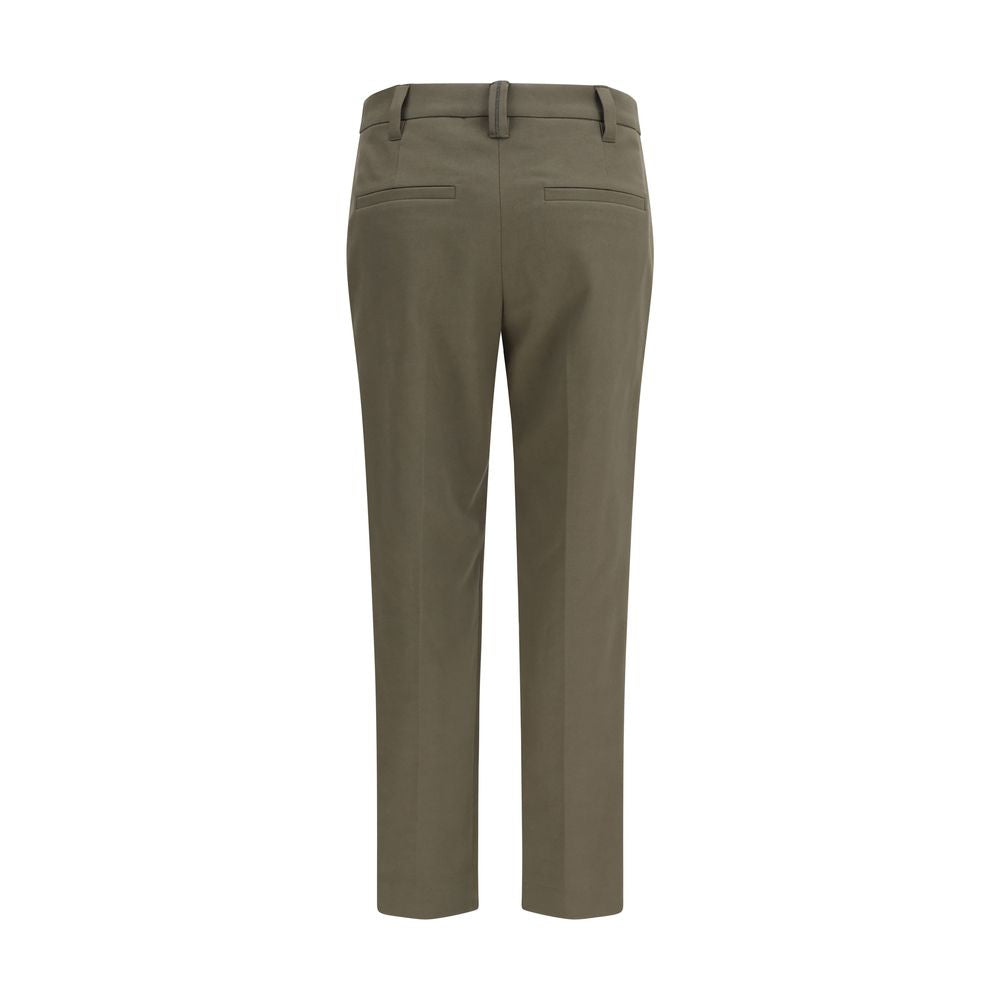 Brunello Cucinelli Bicolor Cotton Dress Women's Pants