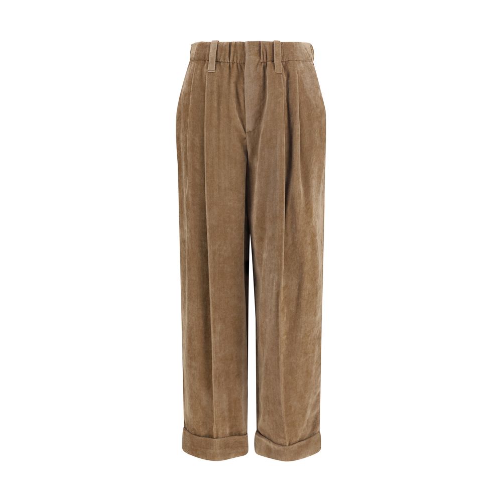 Brunello Cucinelli Brown Viscose Casual Women's Pants