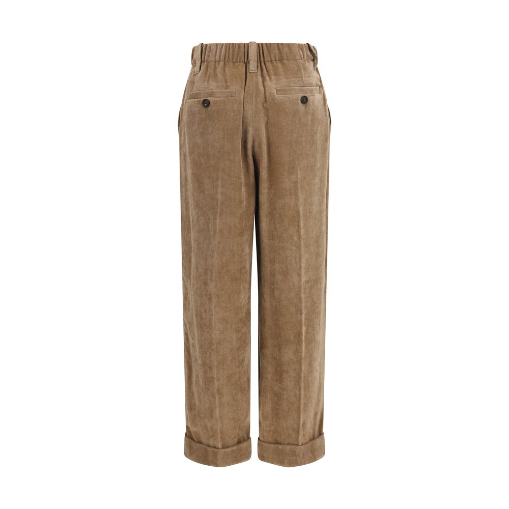 Brunello Cucinelli Brown Viscose Casual Women's Pants