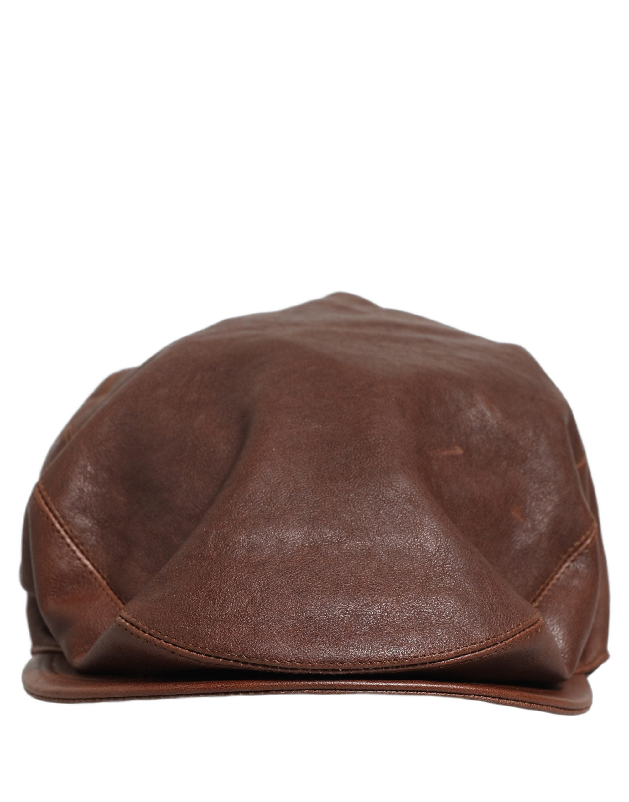 Dolce & Gabbana Men Brown Lamb Leather Newsboy Cloth Capello Men's Hat