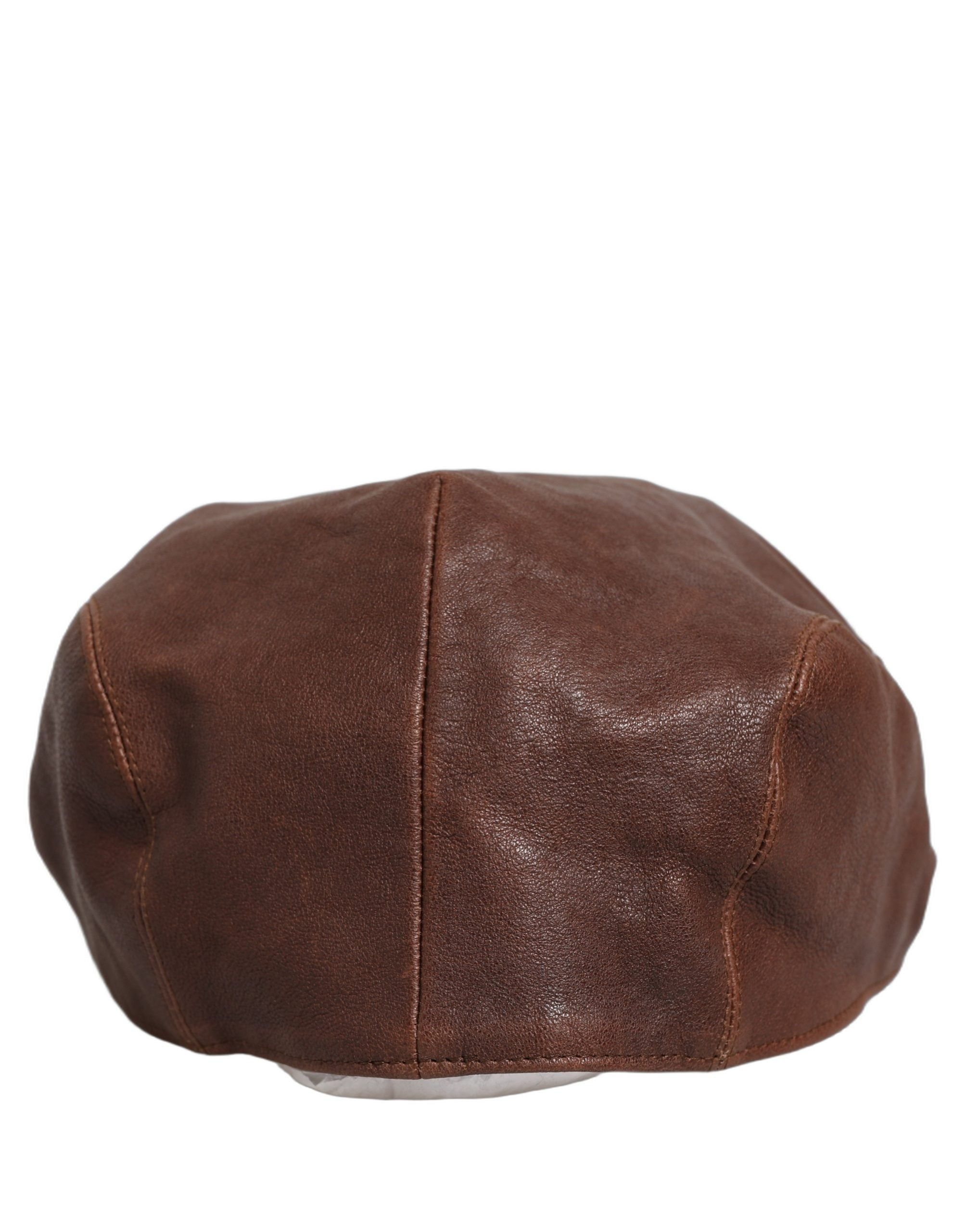 Dolce & Gabbana Men Brown Lamb Leather Newsboy Cloth Capello Men's Hat