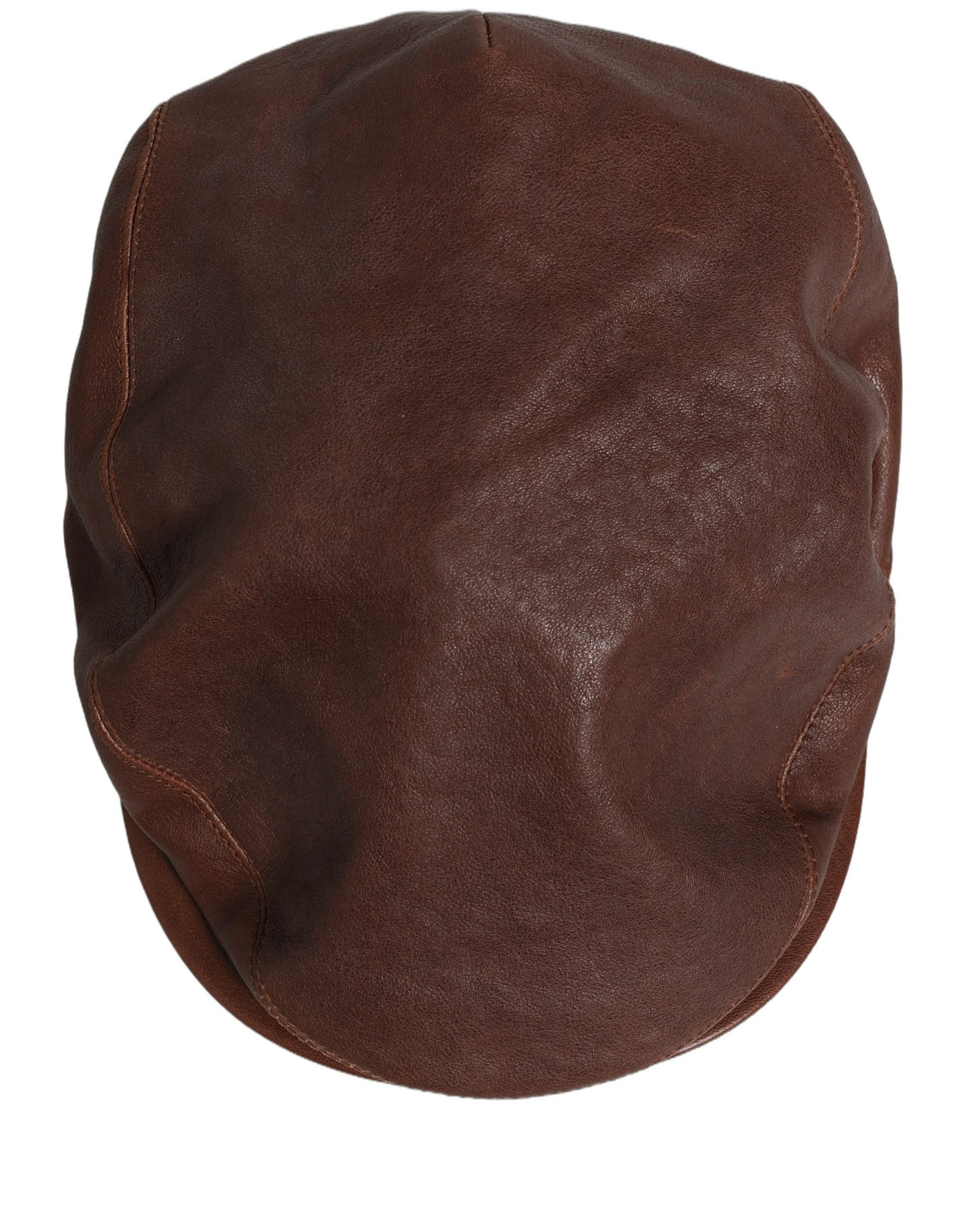 Dolce & Gabbana Men Brown Lamb Leather Newsboy Cloth Capello Men's Hat