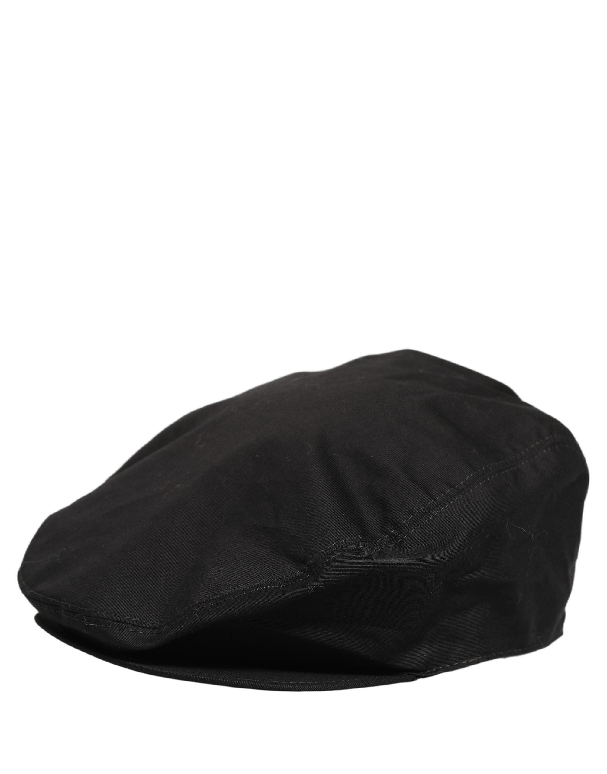 Dolce & Gabbana Men Black Cotton Stretch Newsboy Cloth Capello Men's Hat