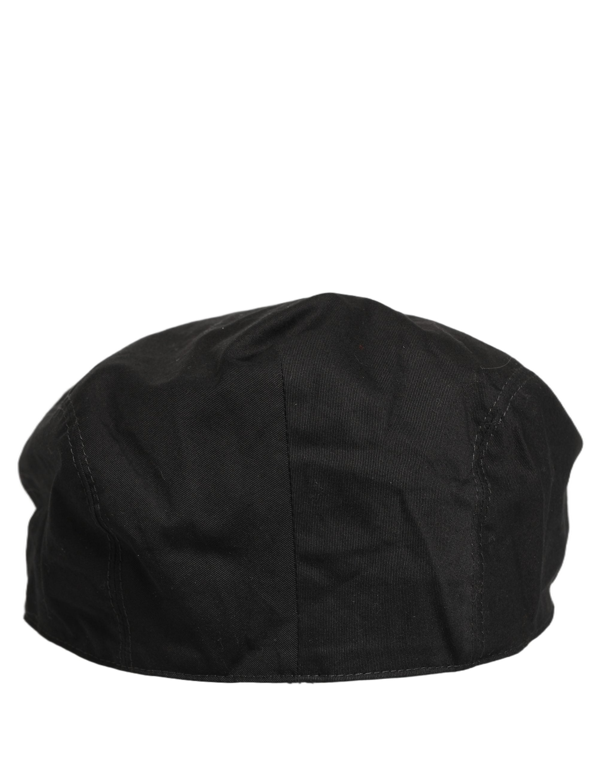 Dolce & Gabbana Men Black Cotton Stretch Newsboy Cloth Capello Men's Hat