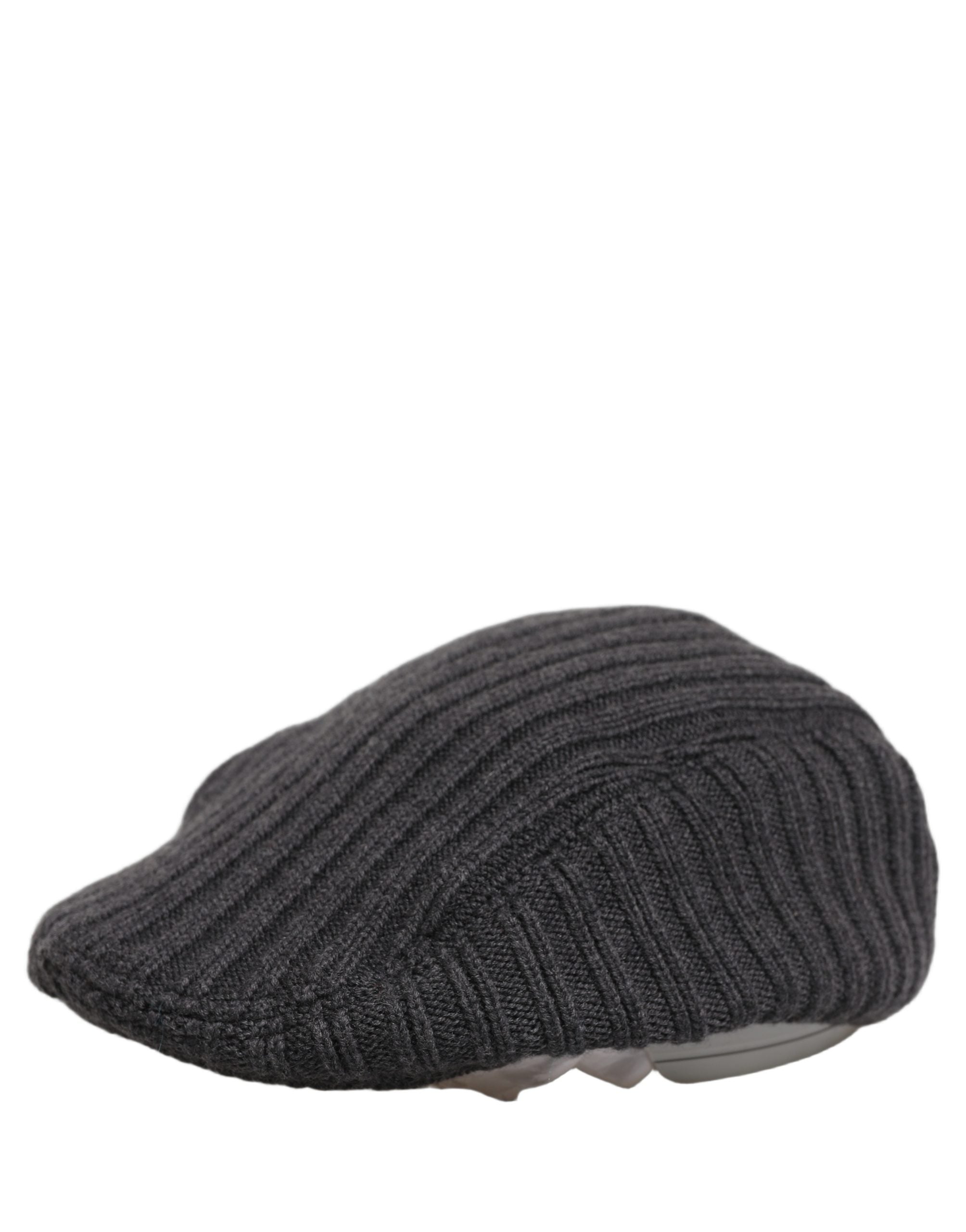 Dolce & Gabbana Men Dark Gray Wool Knitted Newsboy Capello Men's Hat