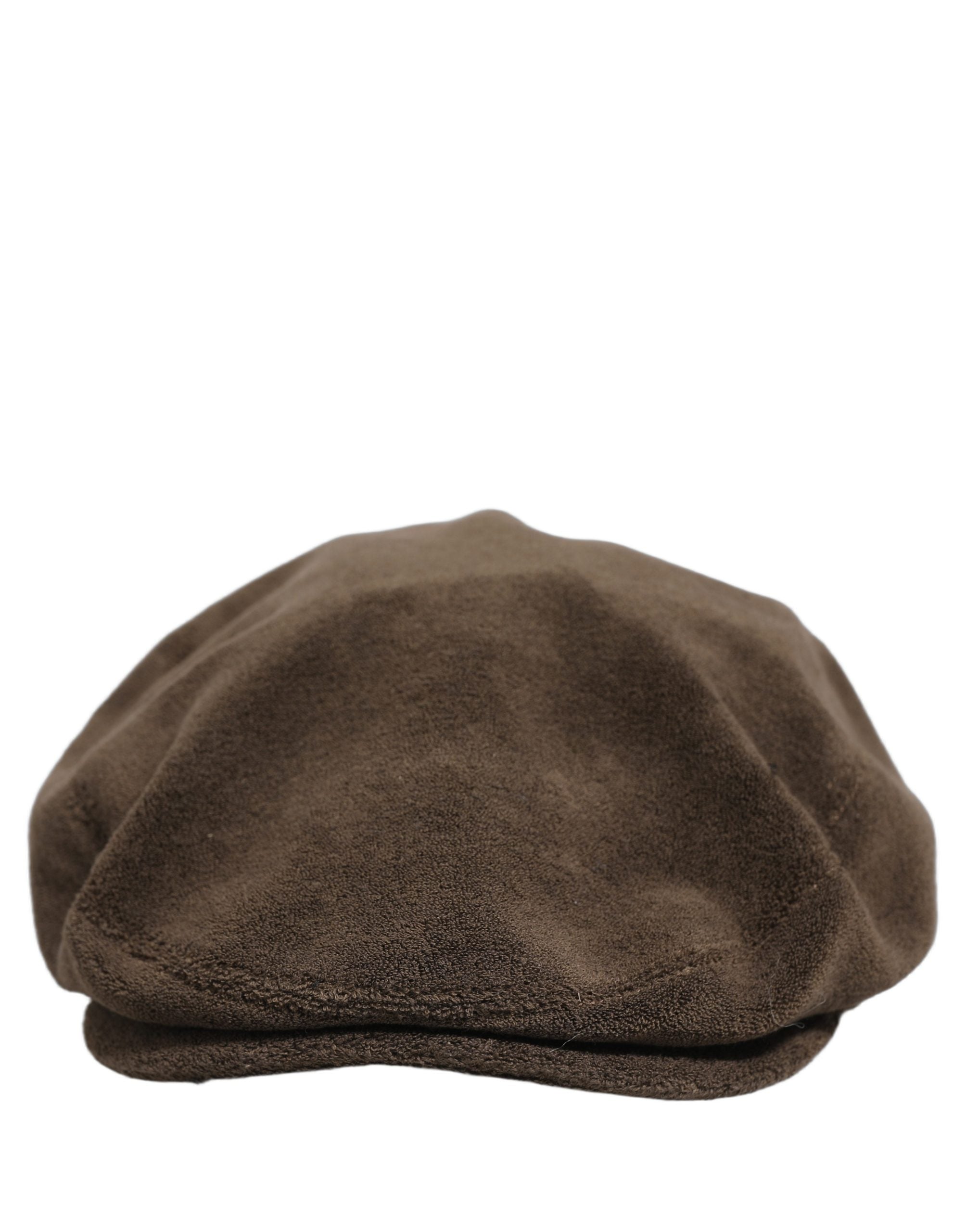 Dolce & Gabbana Men Brown Cotton Newsboy Cloth Capello Men's Hat
