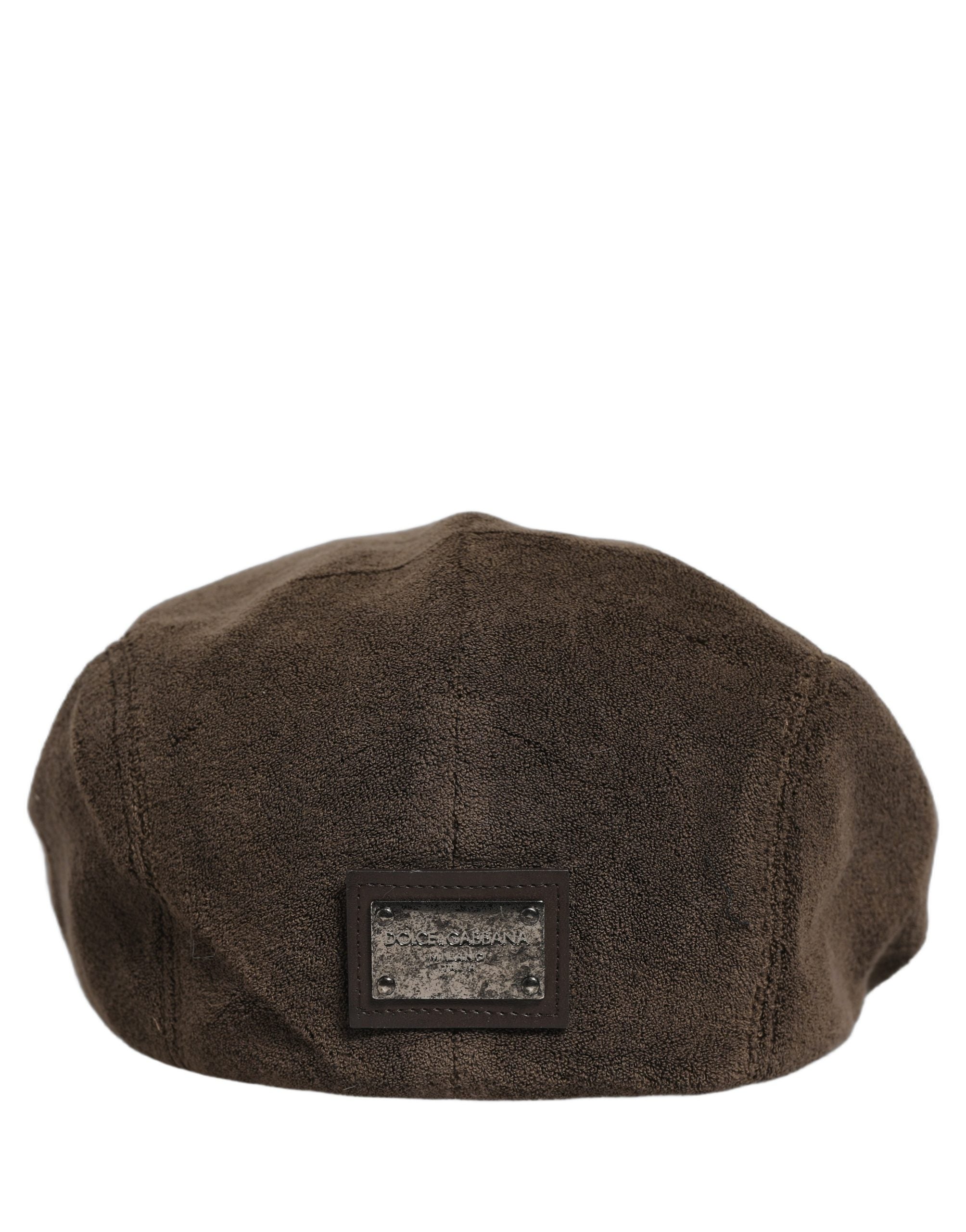 Dolce & Gabbana Men Brown Cotton Newsboy Cloth Capello Men's Hat