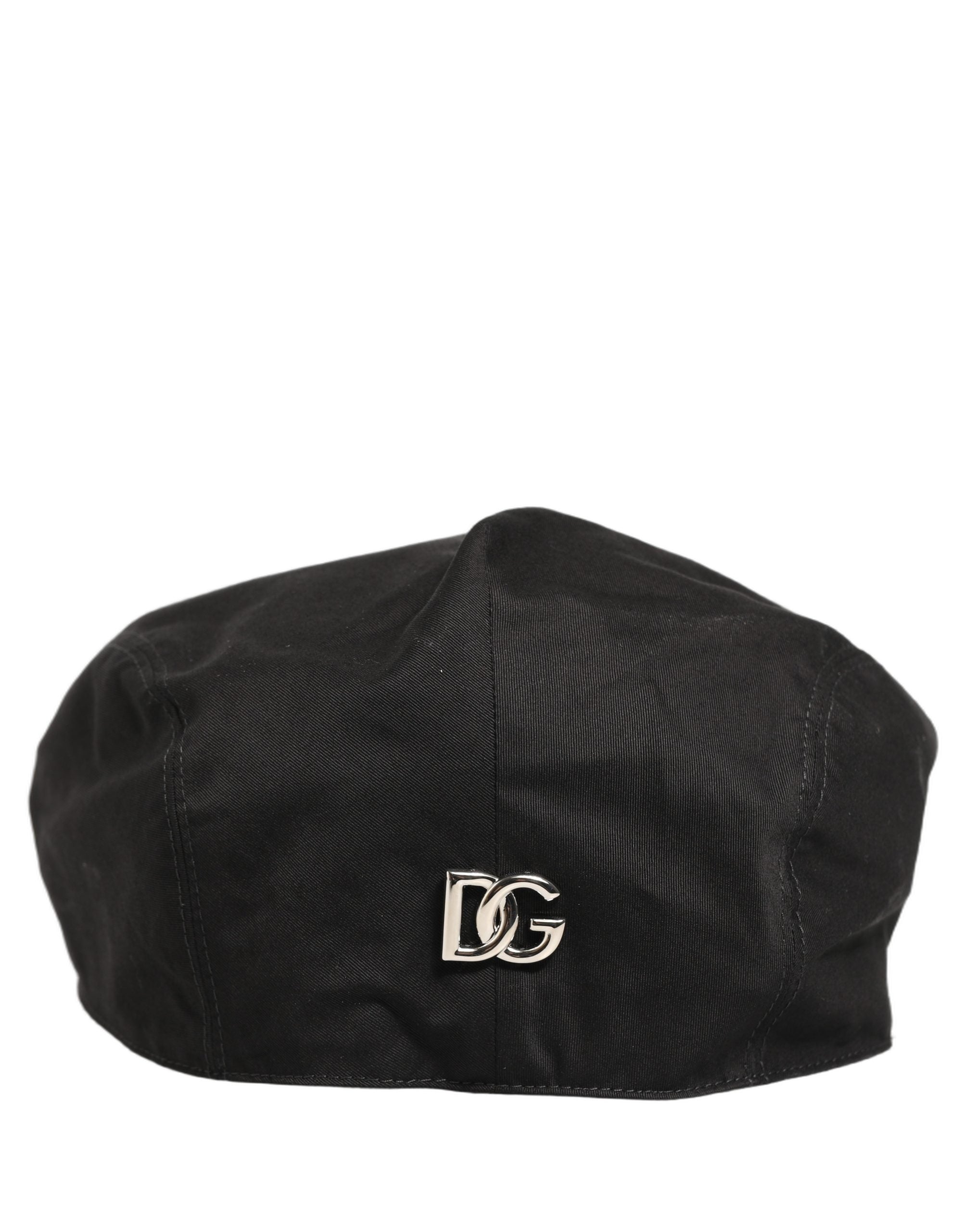 Dolce & Gabbana Men Black Cotton Stretch Newsboy Cloth Capello Men's Hat