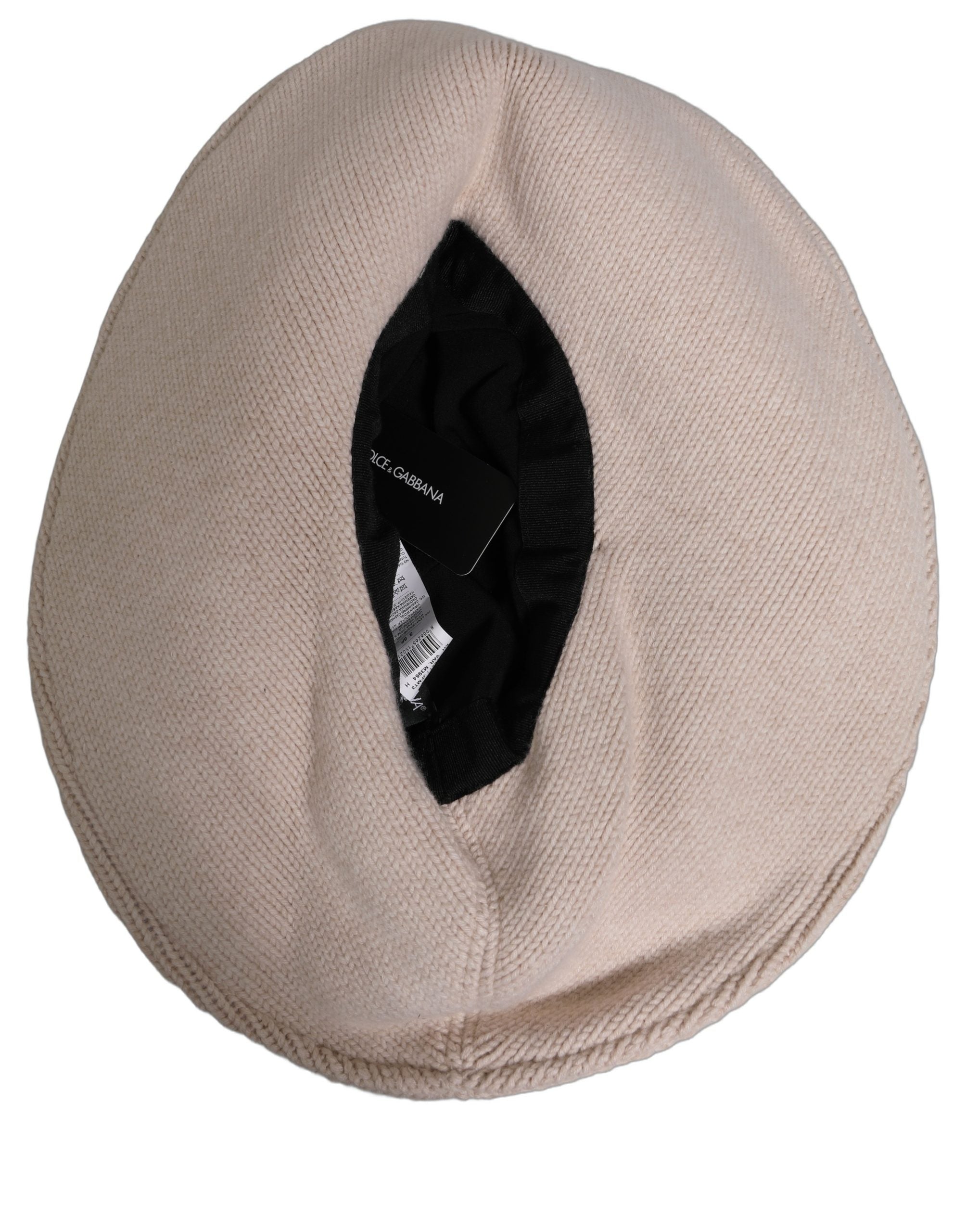 Dolce & Gabbana Women Beige Wool Knit Wide Brim Bucket Capello Women's Hat (Pre-Owned)