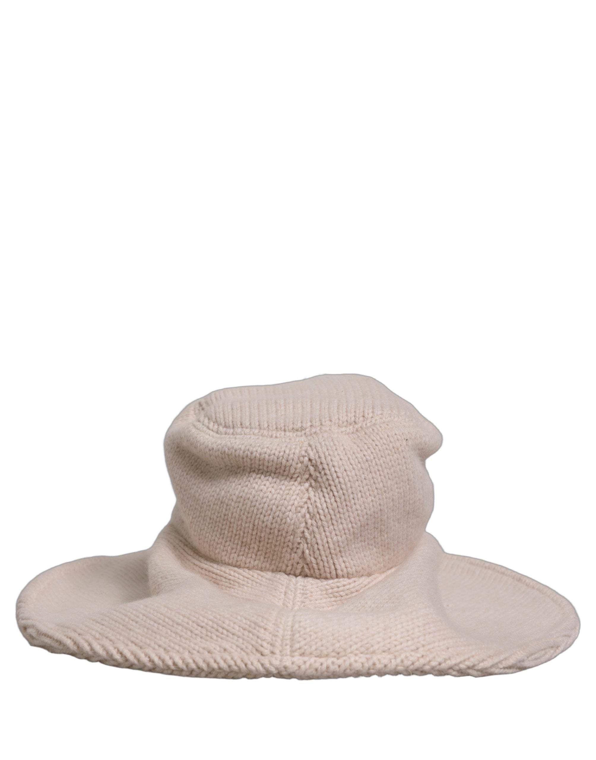 Dolce & Gabbana Women Beige Wool Knit Wide Brim Bucket Capello Women's Hat (Pre-Owned)