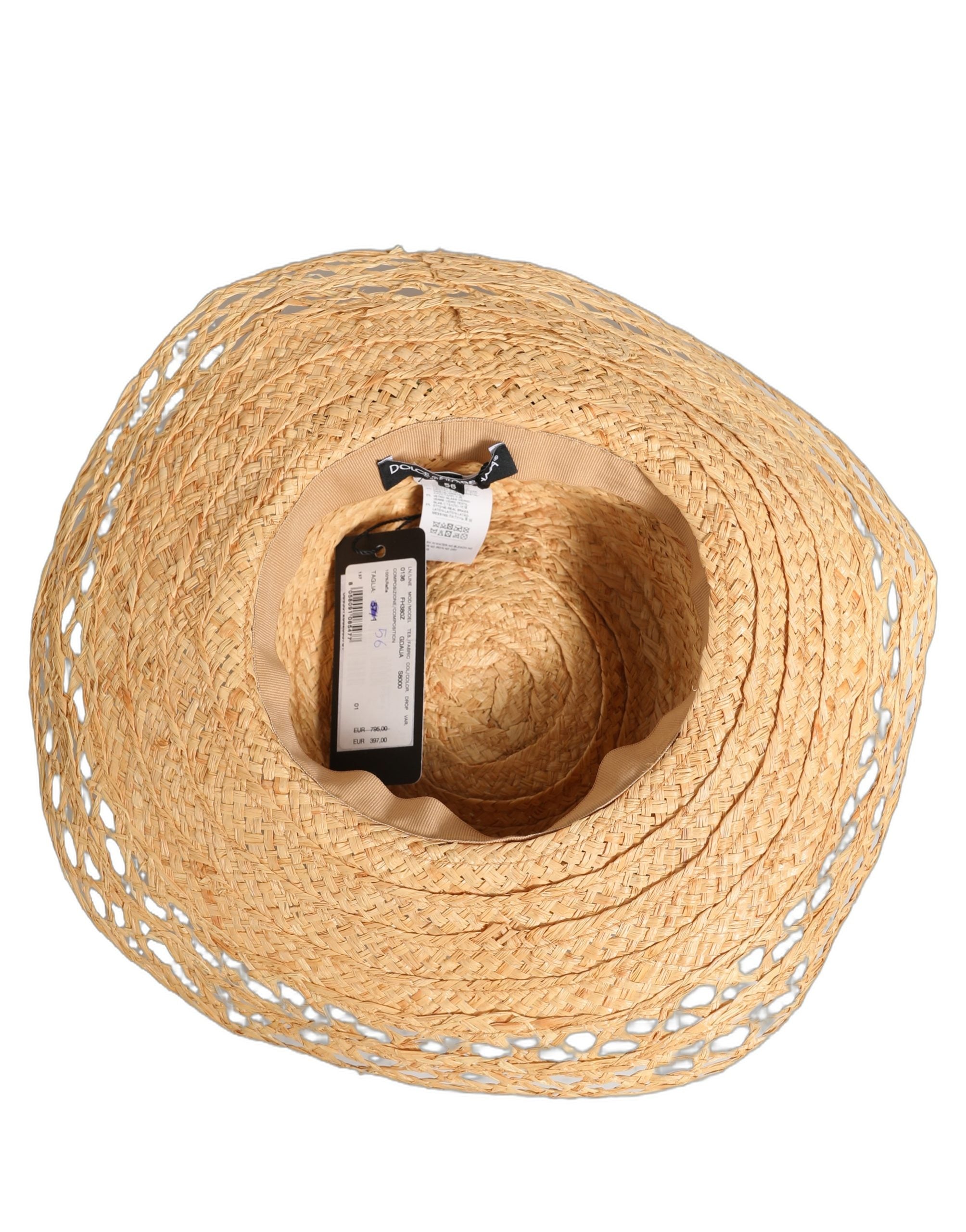 Dolce & Gabbana Women Beige Wide Brim Floral Bucket Capello Women's Hat