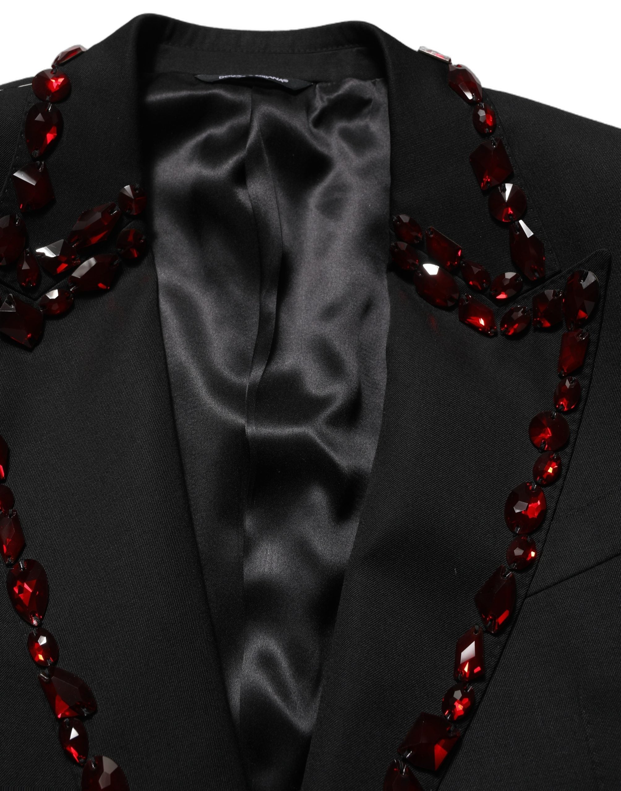 Dolce & Gabbana Black Crystal Embellished Coat Blazer Men's Jacket