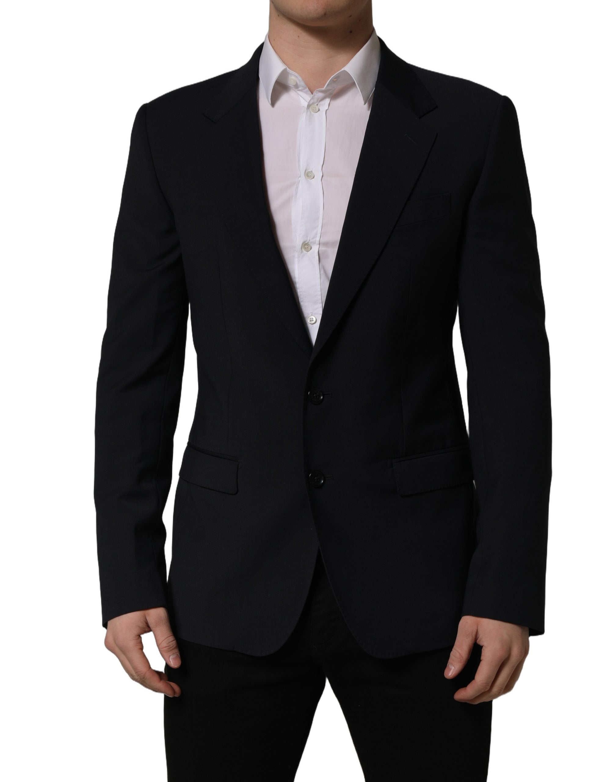 Dolce & Gabbana Dark Blue Wool Single Breasted Men Blazer Men's Jacket