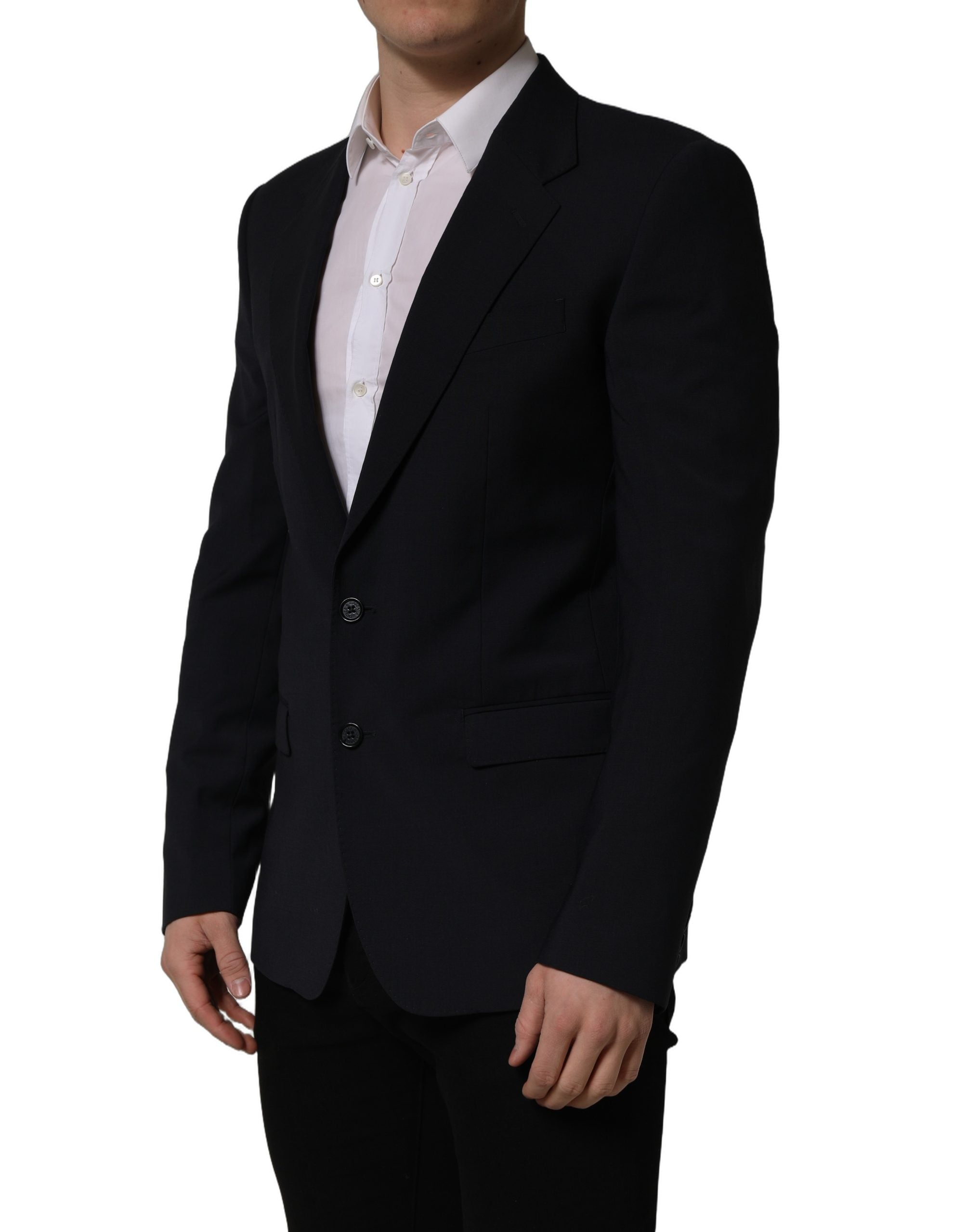 Dolce & Gabbana Dark Blue Wool Single Breasted Men Blazer Men's Jacket