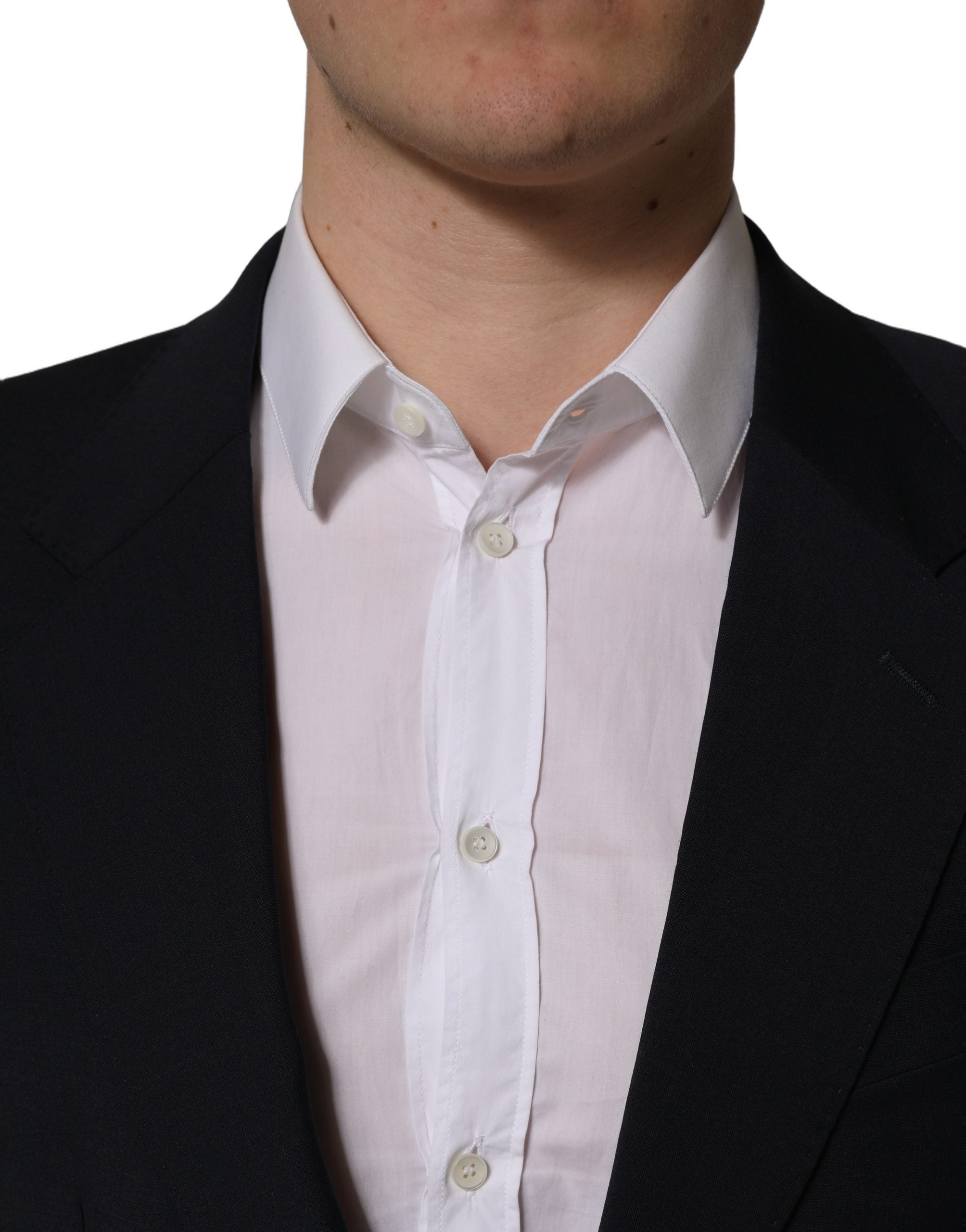 Dolce & Gabbana Dark Blue Wool Single Breasted Men Blazer Men's Jacket