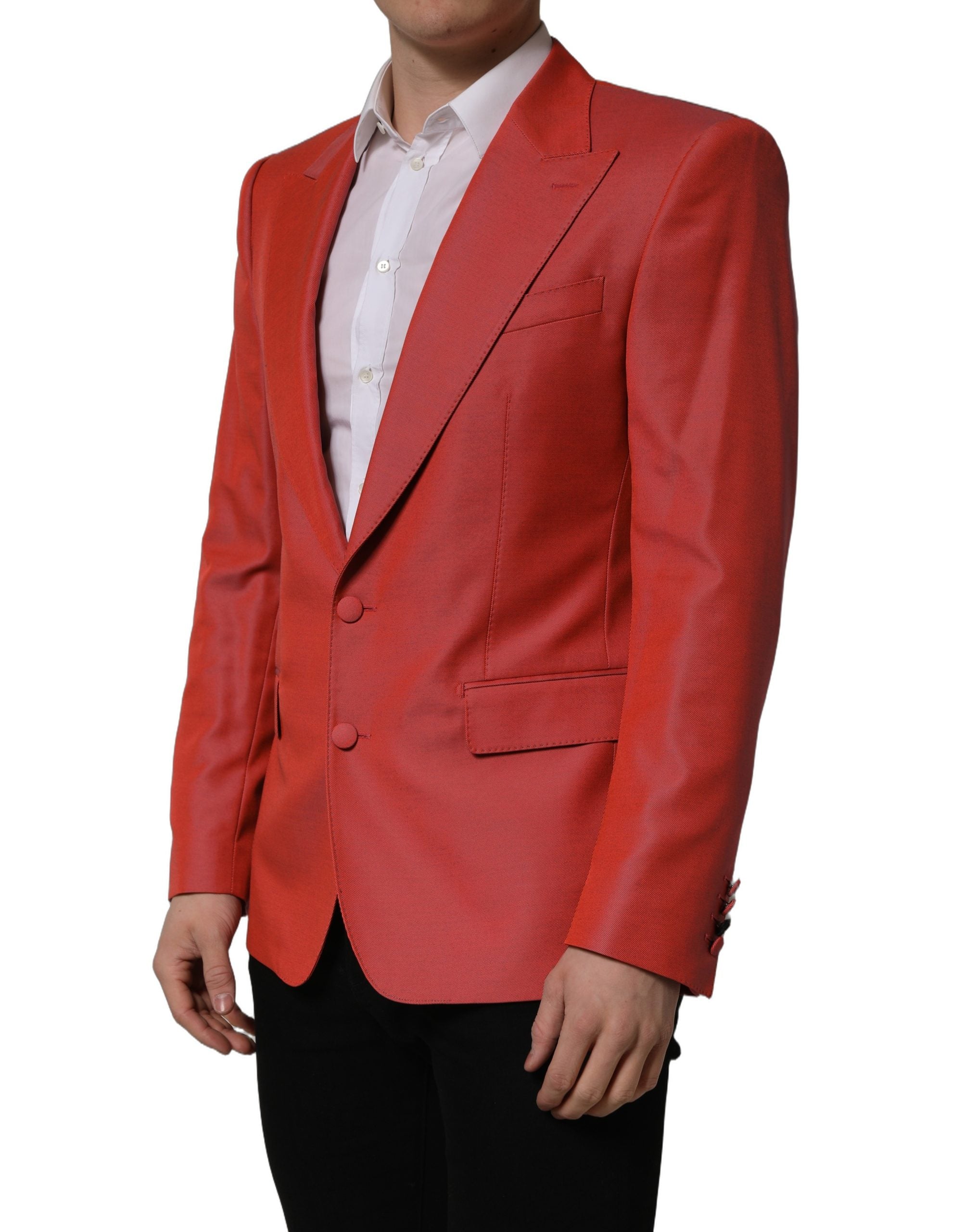Dolce & Gabbana Red Wool Single Breasted Men Blazer Men's Jacket