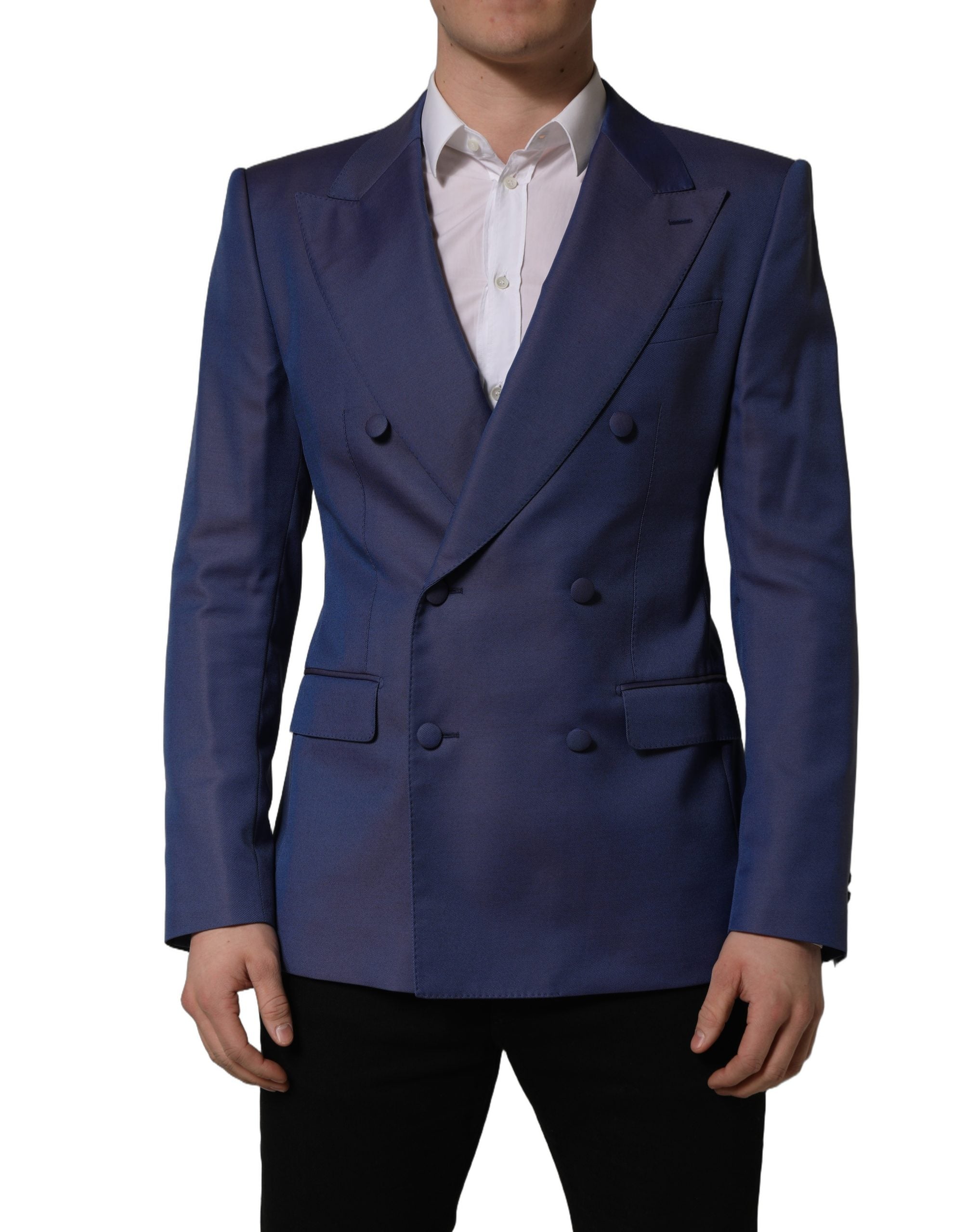 Dolce & Gabbana Blue Wool Double Breasted Men Blazer Men's Jacket