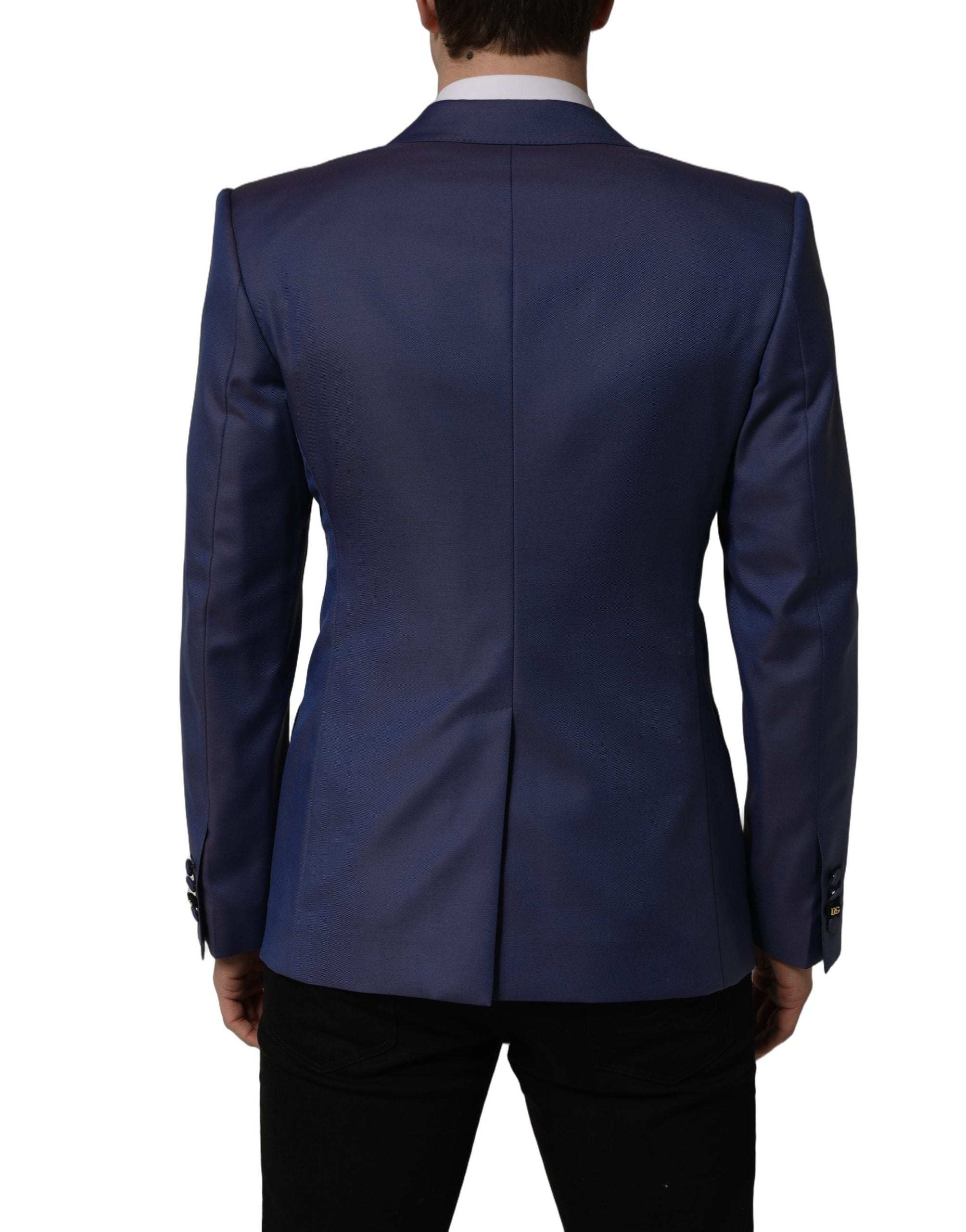 Dolce & Gabbana Blue Wool Double Breasted Men Blazer Men's Jacket