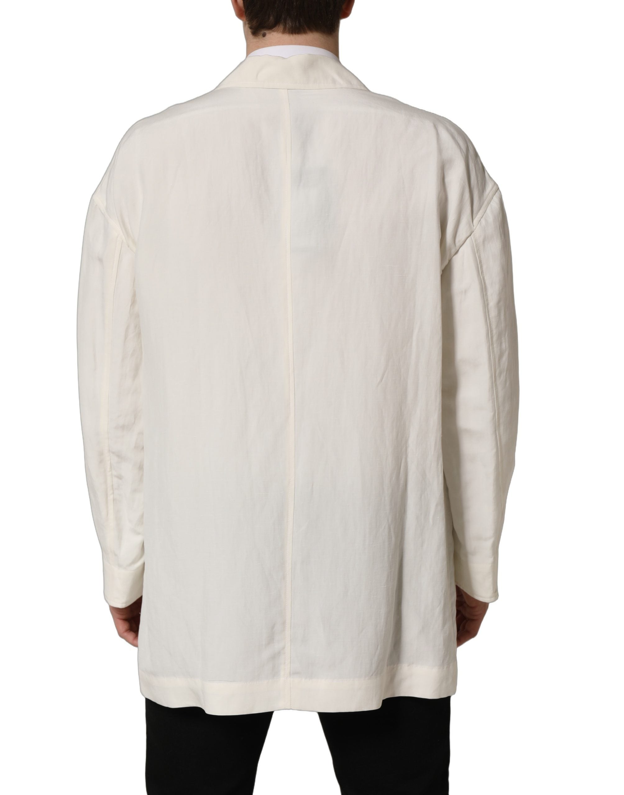 Dolce & Gabbana Off White Flax Single Breasted Blazer Men's Jacket